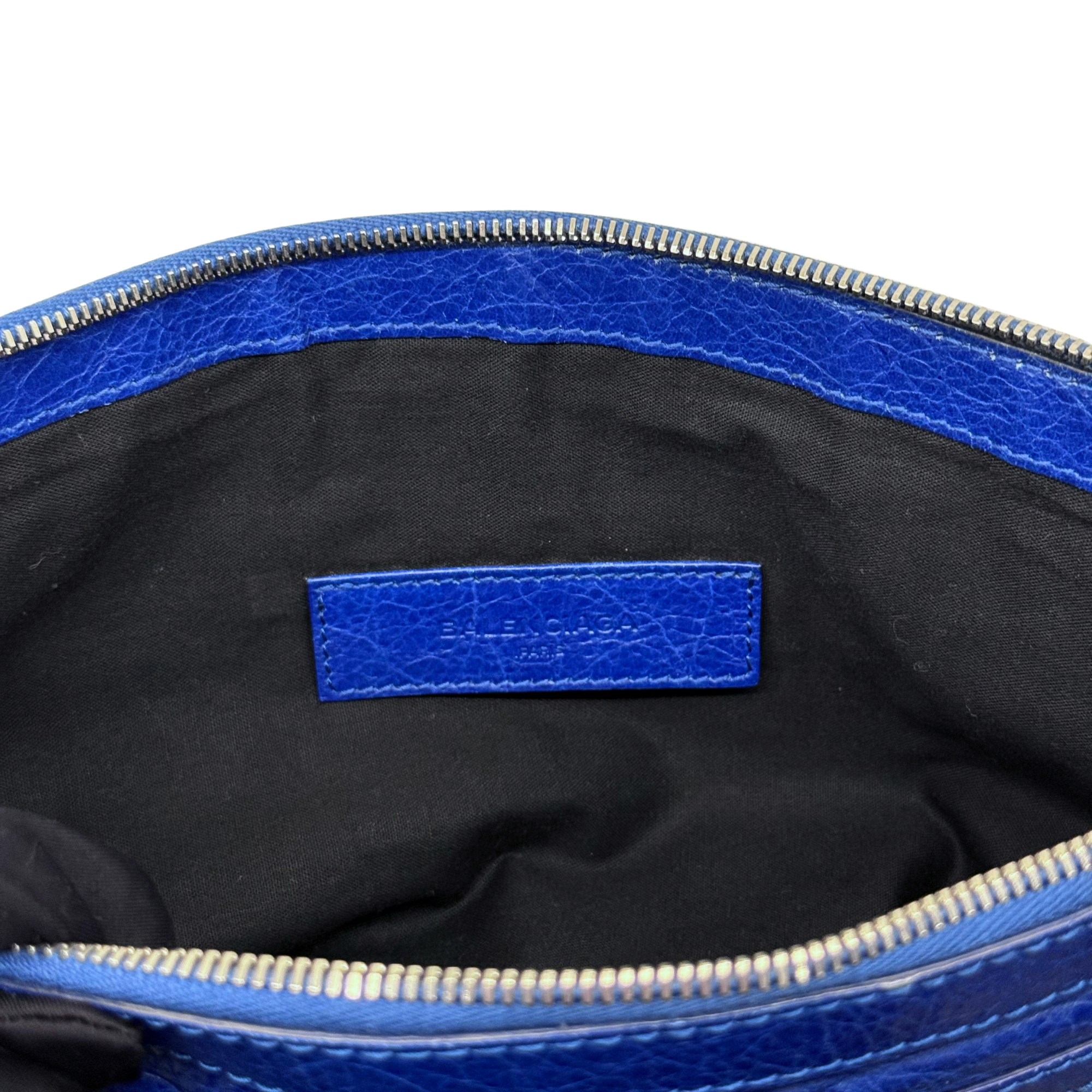 Balenciaga Lambskin Motocross Classic Clip M clutch bag Blue (pre-owned)