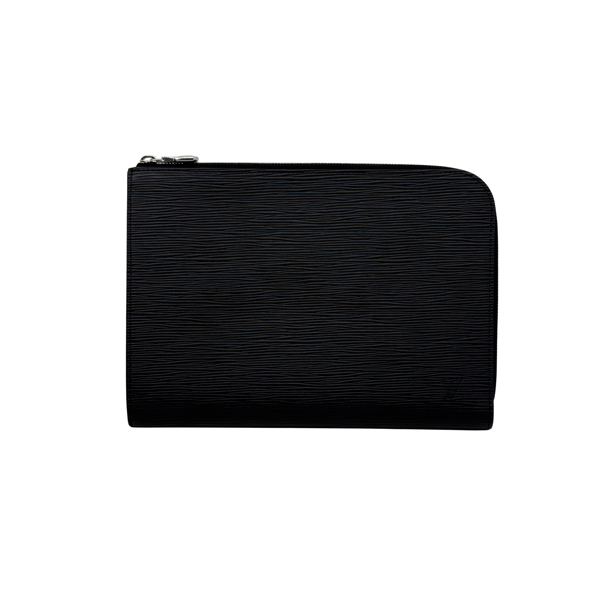 Louis Vuitton zip-around wallet pouch in black textured leather