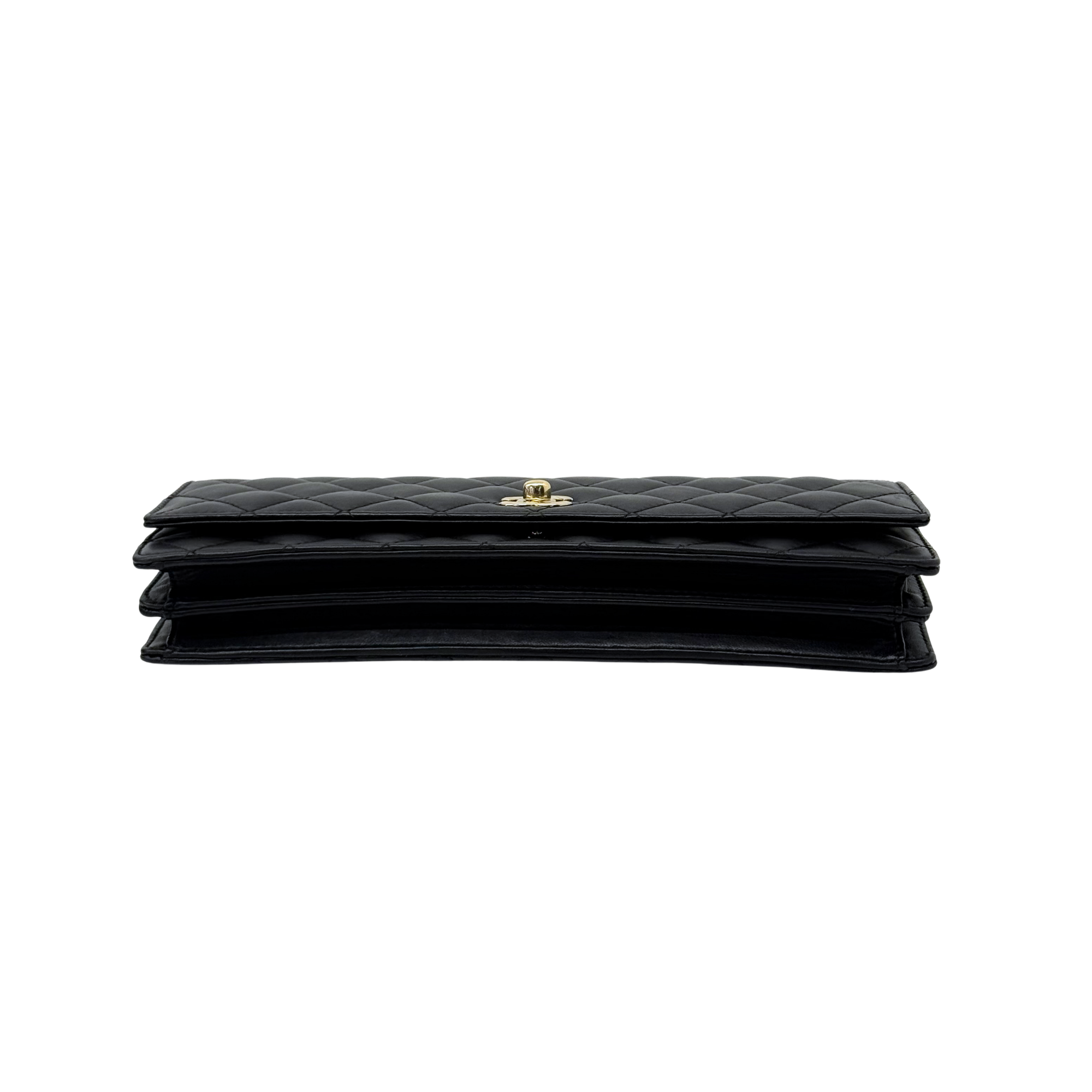 Chanel 2016-2017 East West Flap Pearl Strap Black Lambbskin (pre-owned)