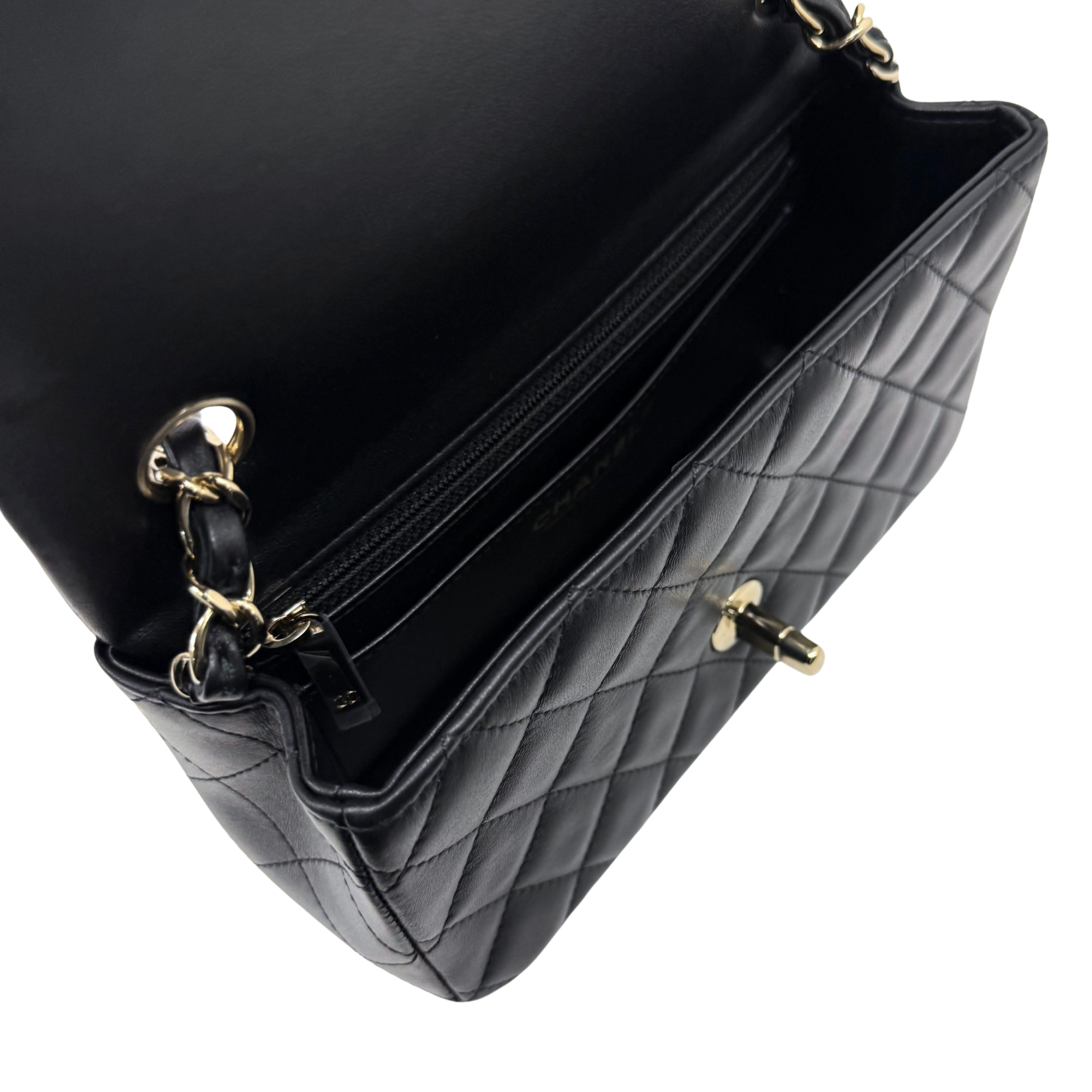Chanel black bag soft leather gold hardware