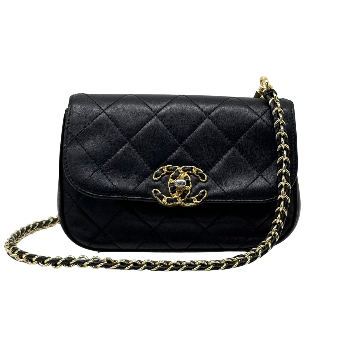 Chanel Lambskin Quilted Chain Infinity Waist Belt Bag (pre-owned)