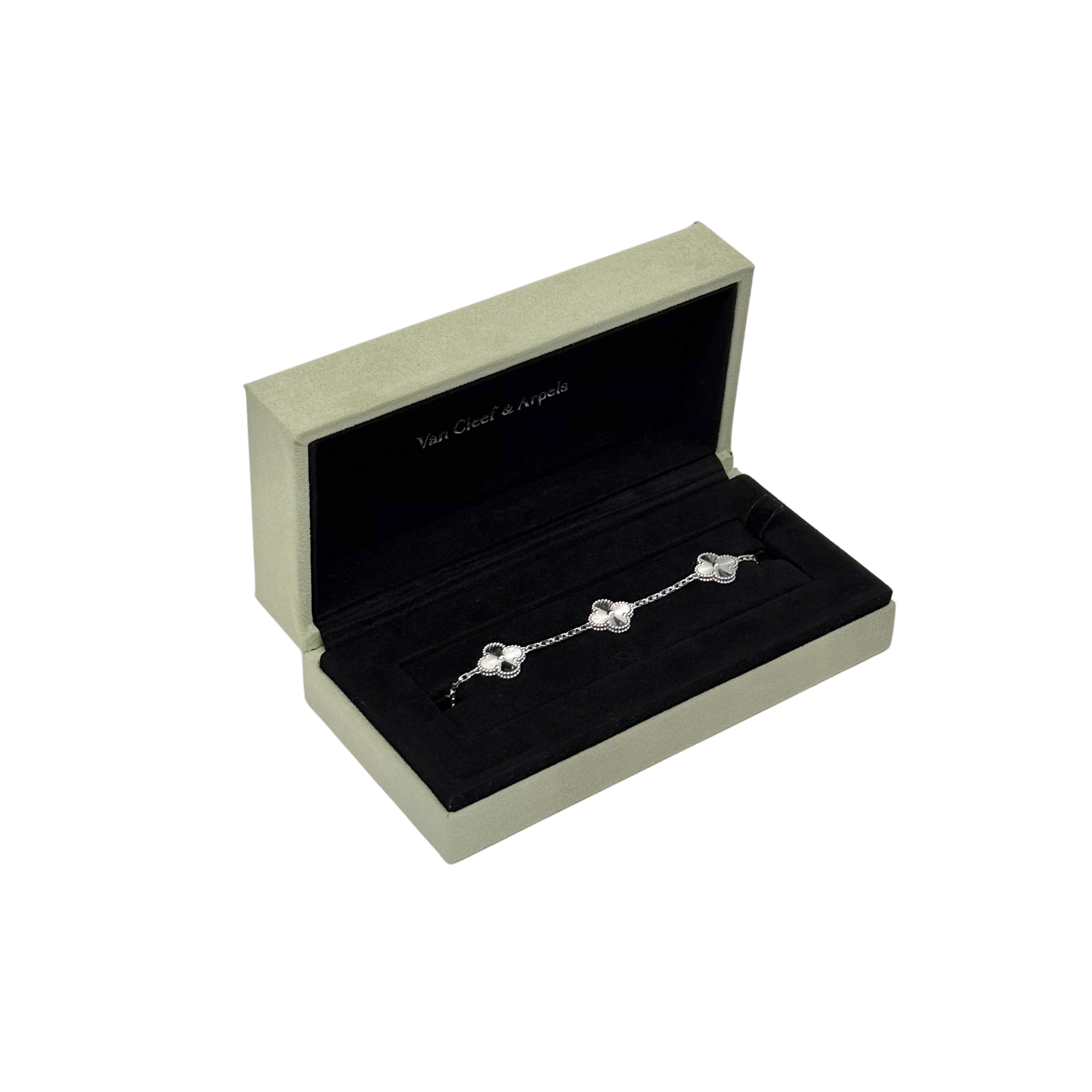 Van Cleef Vintage Alhambra bracelet, 5 motifs 18k White Gold (pre-owned)