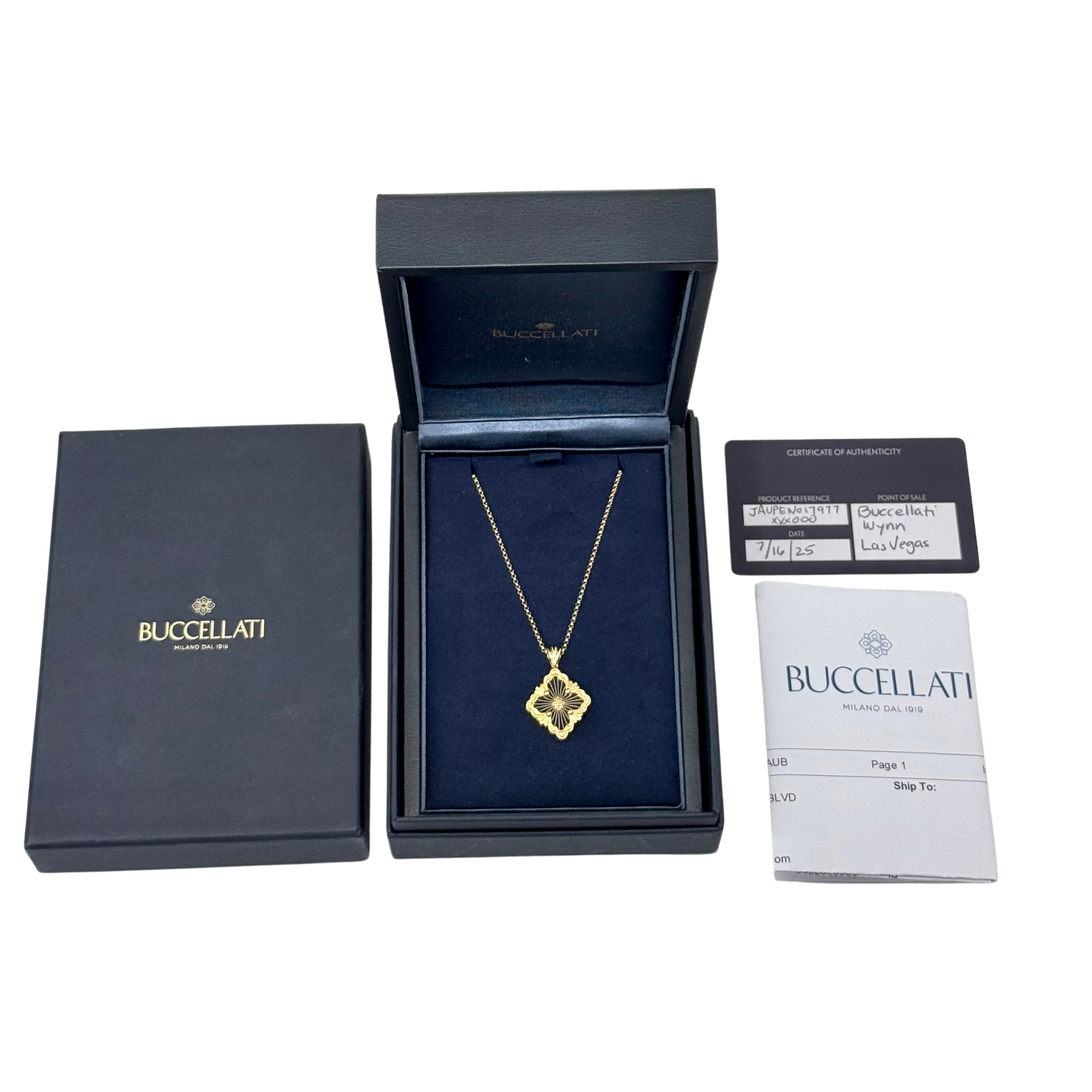 Buccellati Opera Tulle Pendant In Yellow Gold With Blue Enamel (pre-owned)