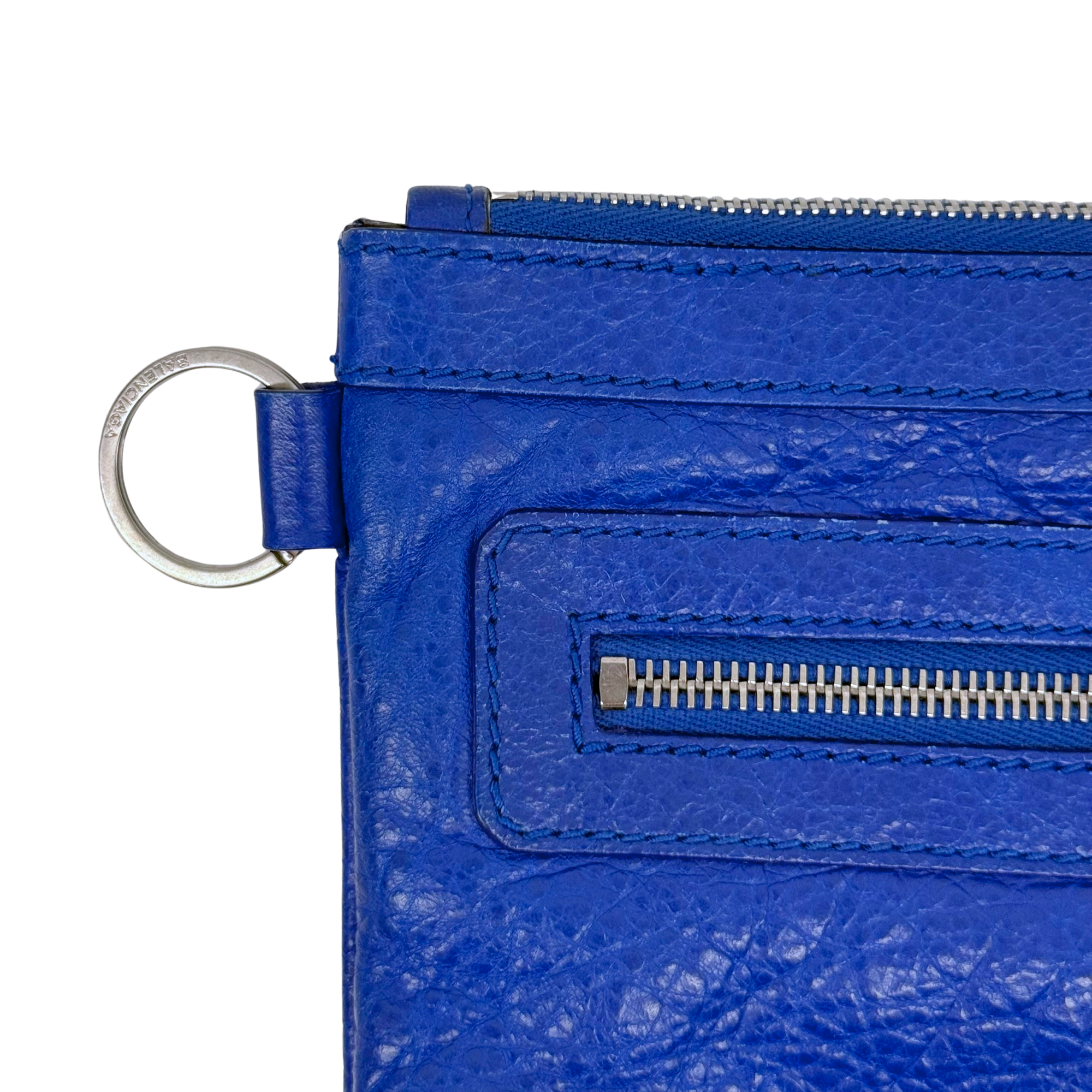 Balenciaga Lambskin Motocross Classic Clip M clutch bag Blue (pre-owned)