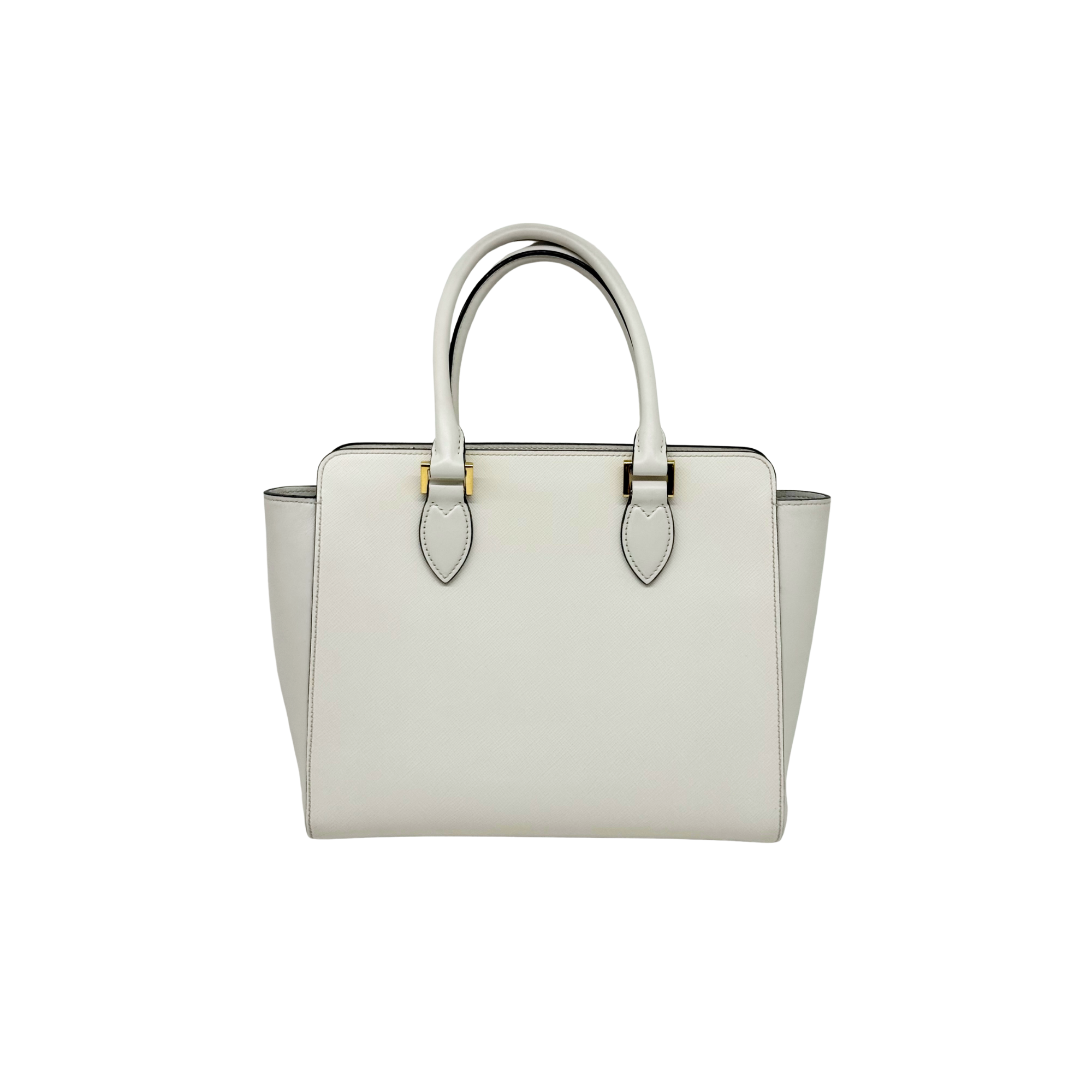 Prada White Saffiano and Soft Leather Borsa a Mano Tote (pre-owned)