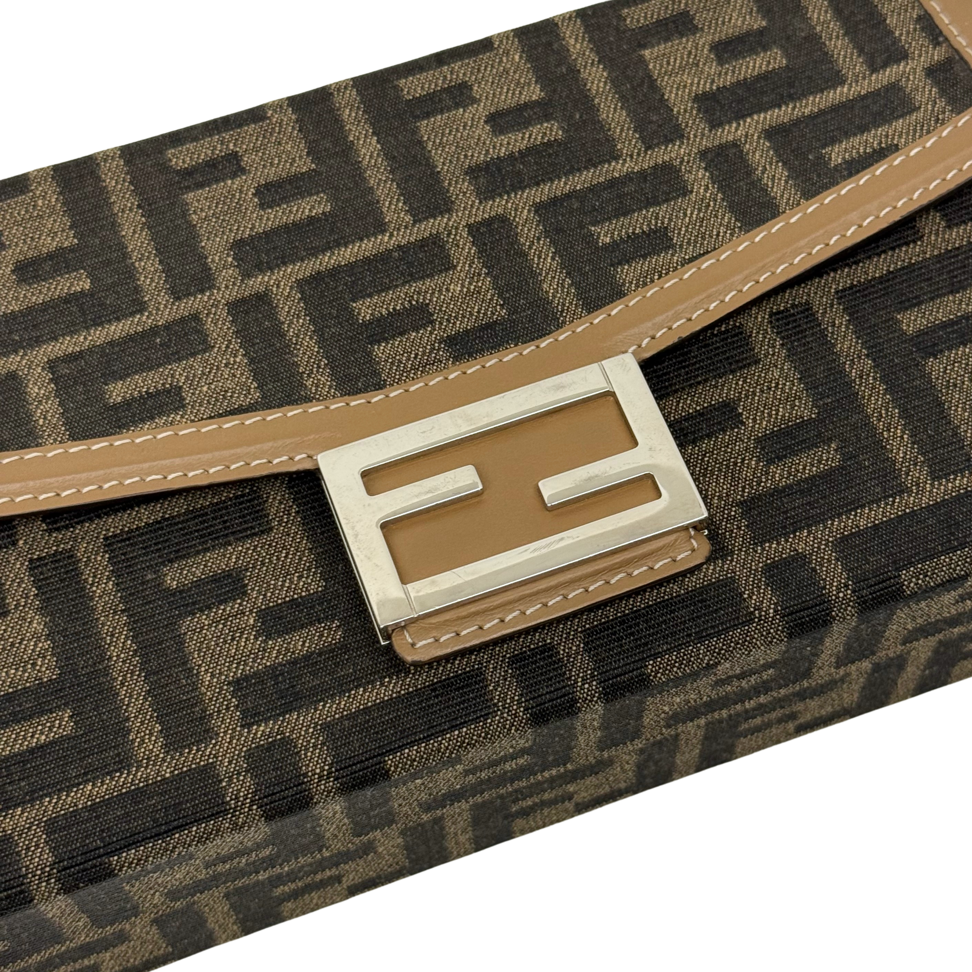Fendi Baguette Soft Trunk Tobacco Zucca Canvas and Leather Bag (pre-owned)