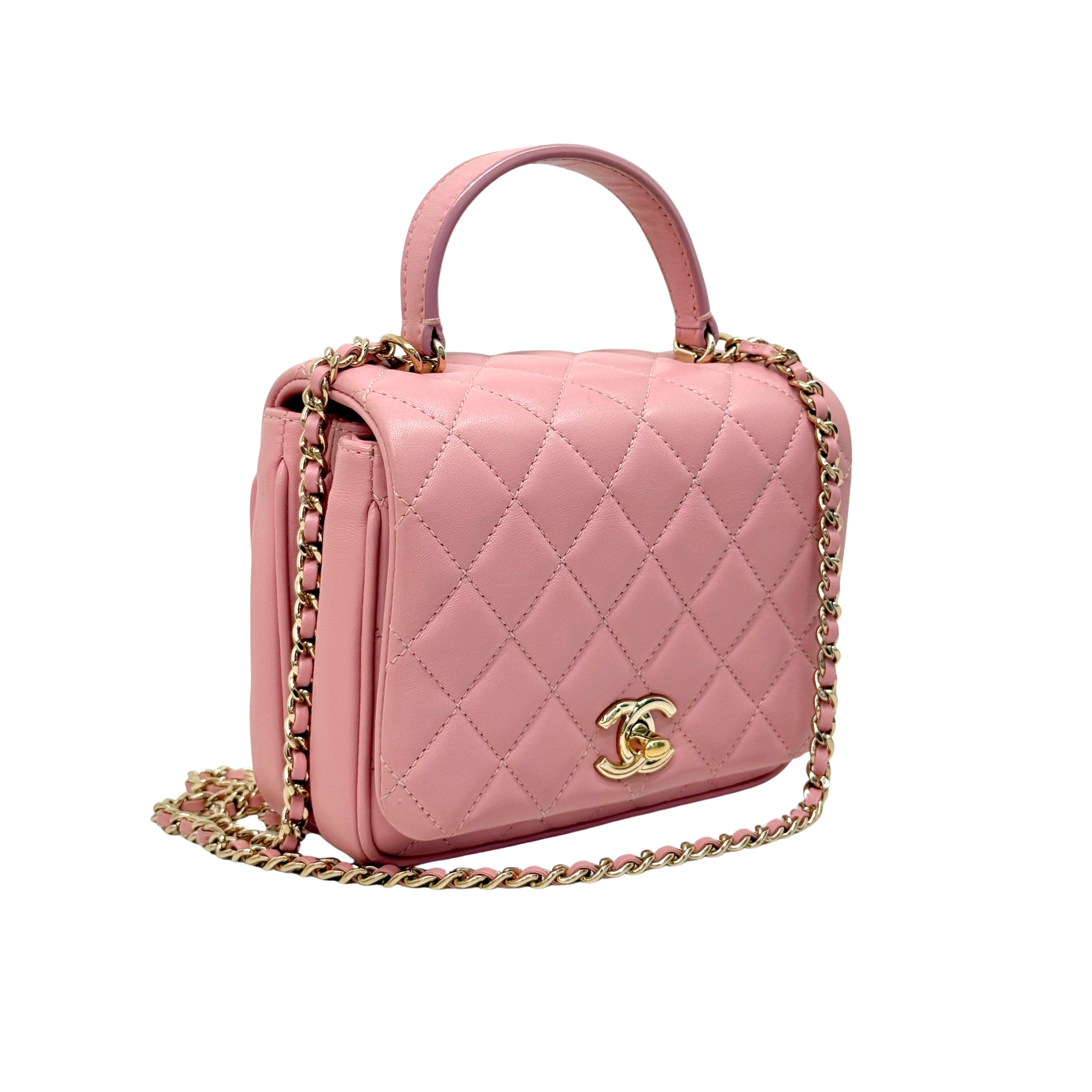 Chanel salmon pink top handle bag