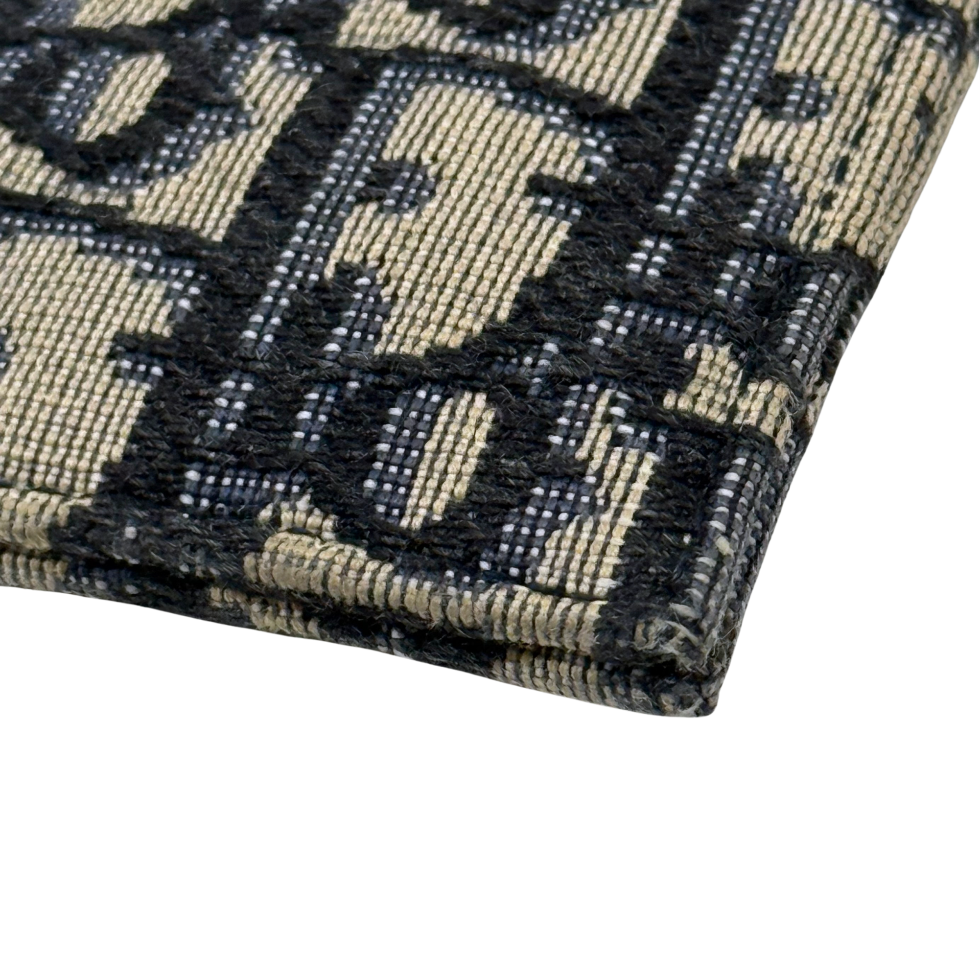 Dior pre-owned canvas pouch corner with woven pattern and stitched trim