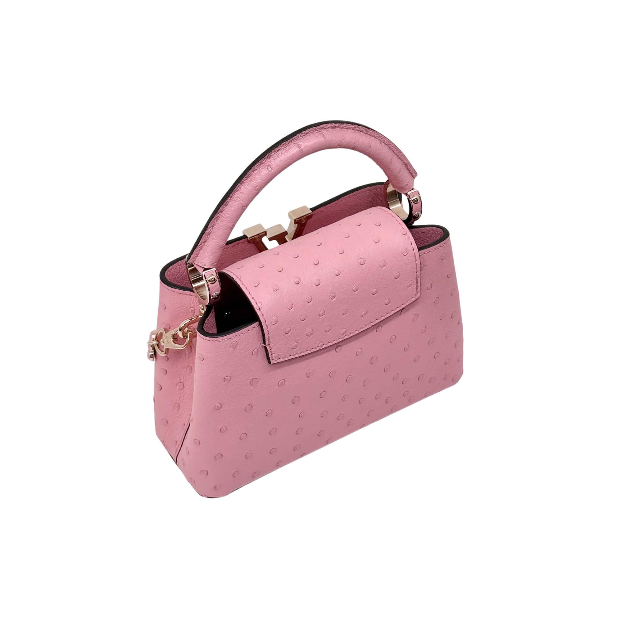 Louis Vuitton Pink Ostrich Mini Capucines Bag with flower chain limited edition (brand new)