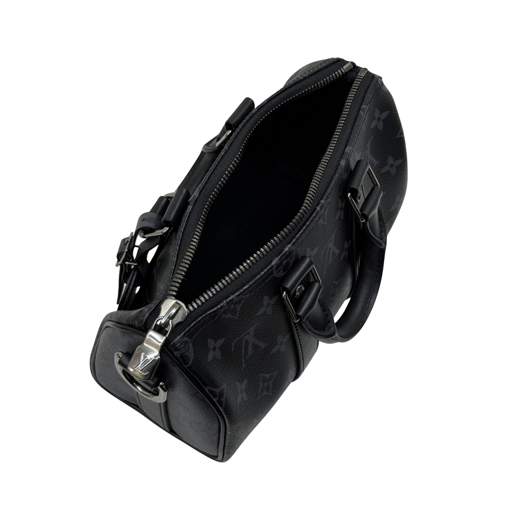 Pre-owned Louis Vuitton black monogram crossbody bag with zip top and strap