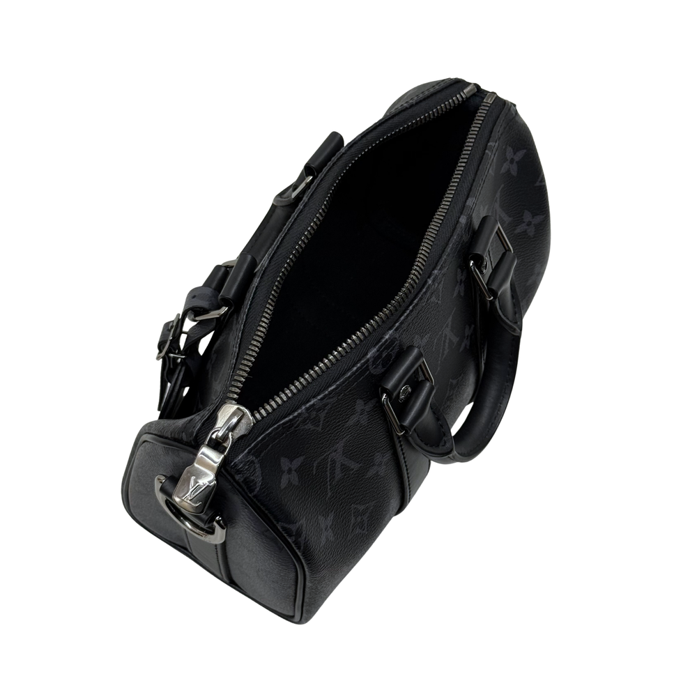 Pre-owned Louis Vuitton black monogram crossbody bag with zip top and strap