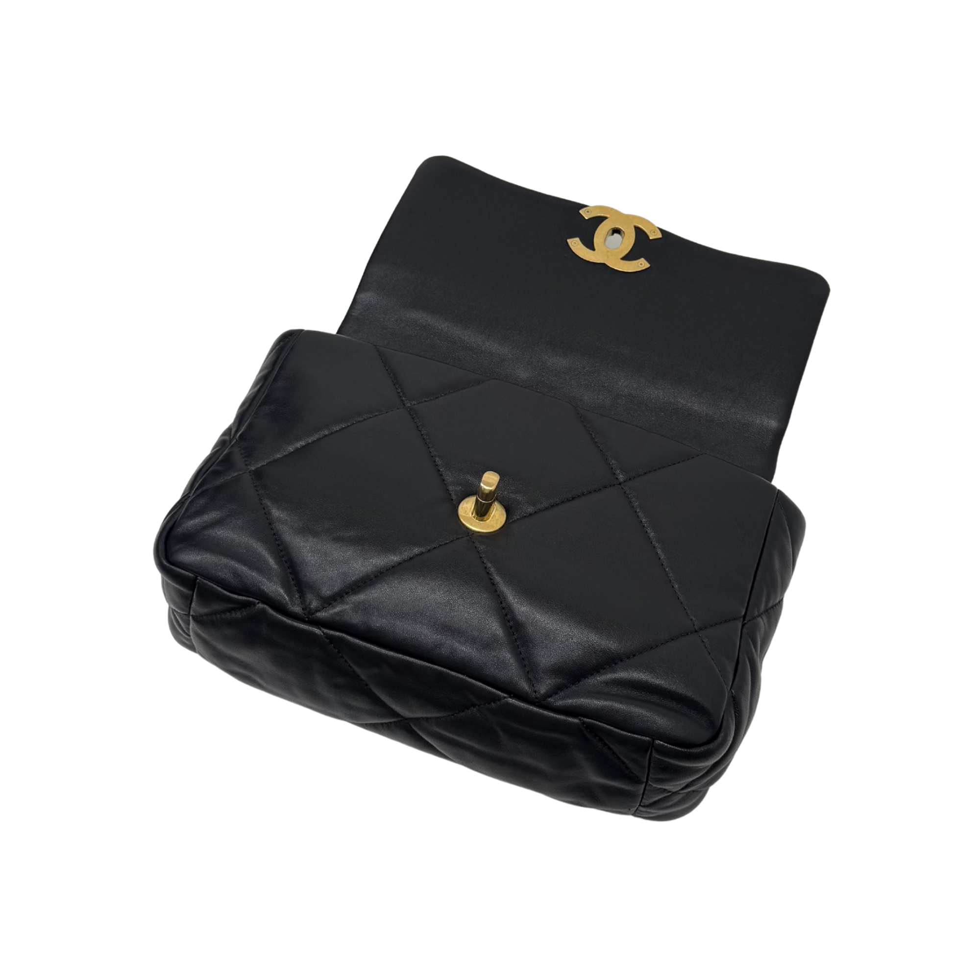 Chanel C19 Small Black Lambskin Leather Flap microchipped  (pre-owned)