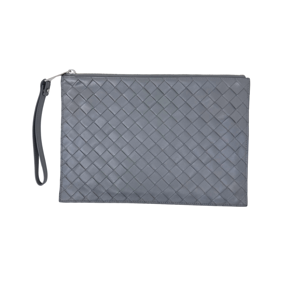 Bottega Veneta Intrecciato wristlet clutch bag grey (pre-owned)