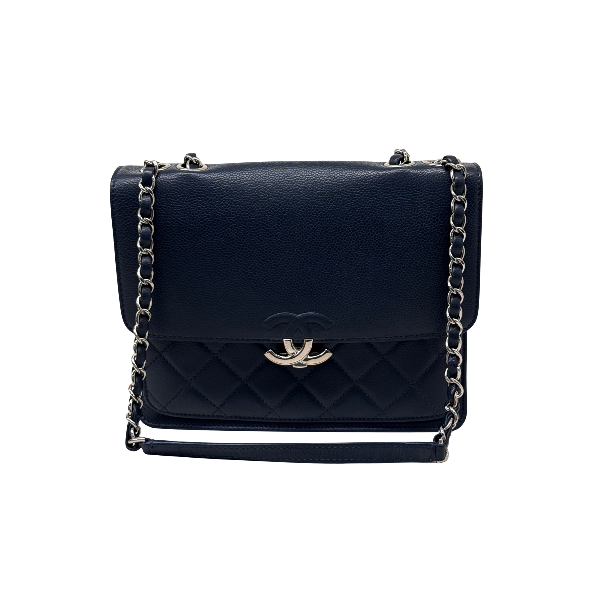 Chanel 2017 Chanel Navy Blue Quilted Leather Urban Companion Flap Bag (pre-owned)