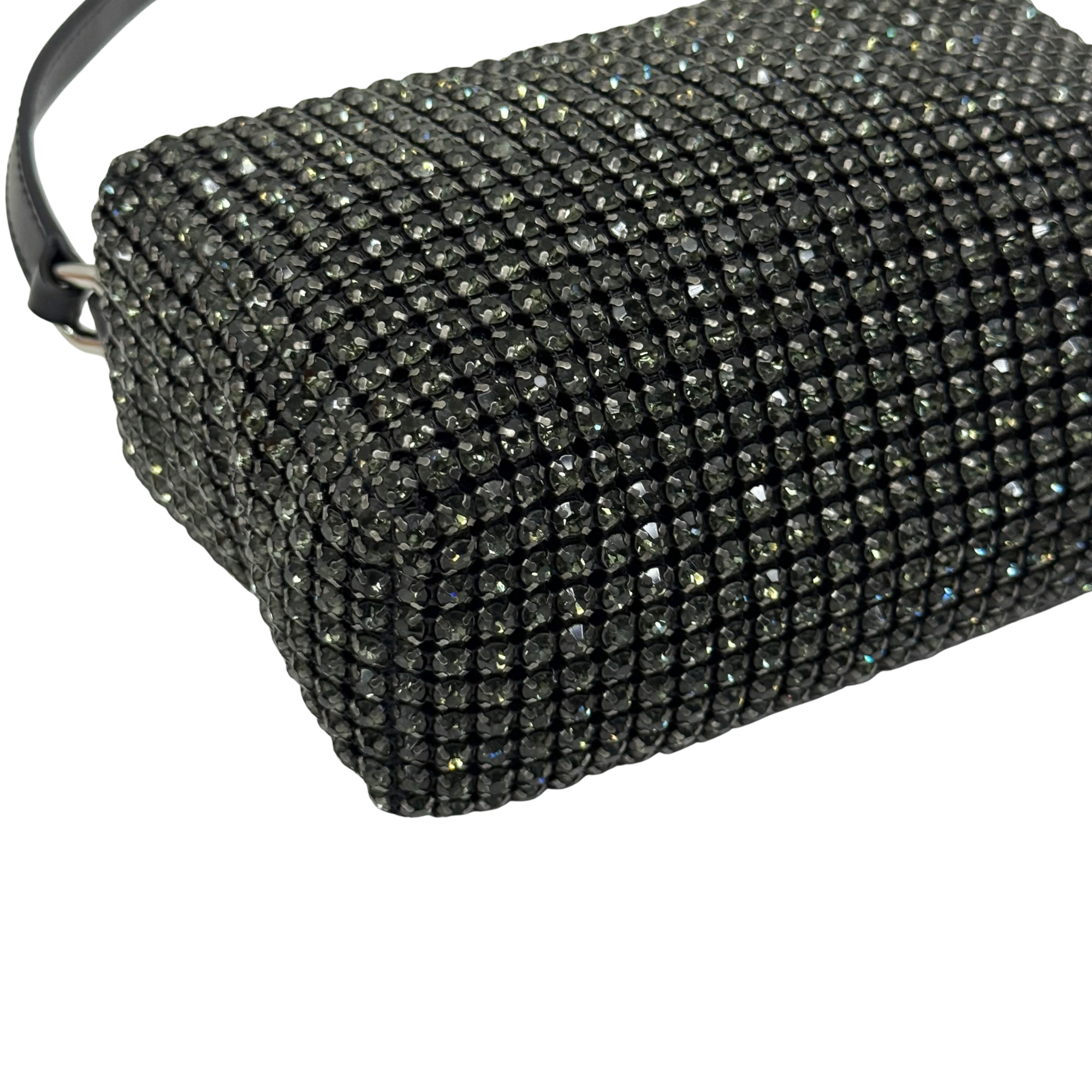 Alexander Wang Mesh Crystal Rhinestone Medium Heiress Pouch Black Silver (brand new)