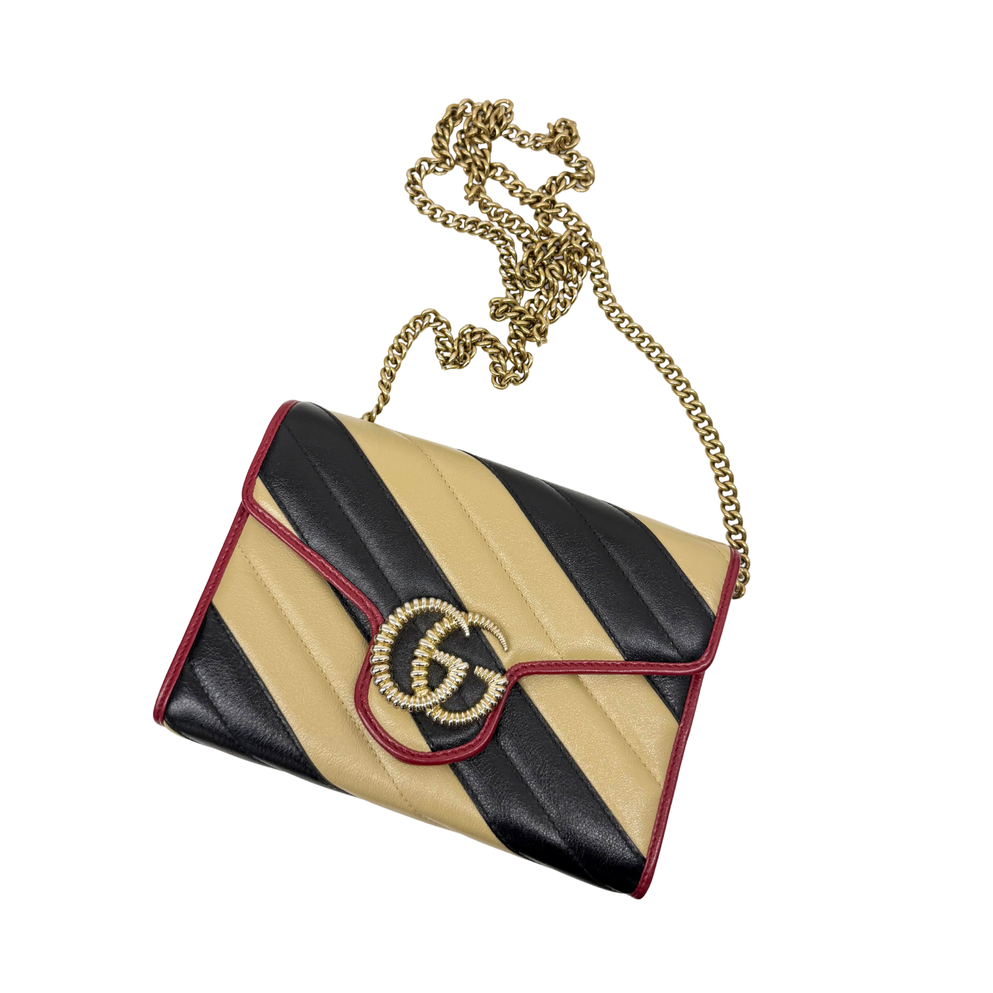 Gucci Bicolor Torchon GG Marmont Chain Wallet (pre-owned)
