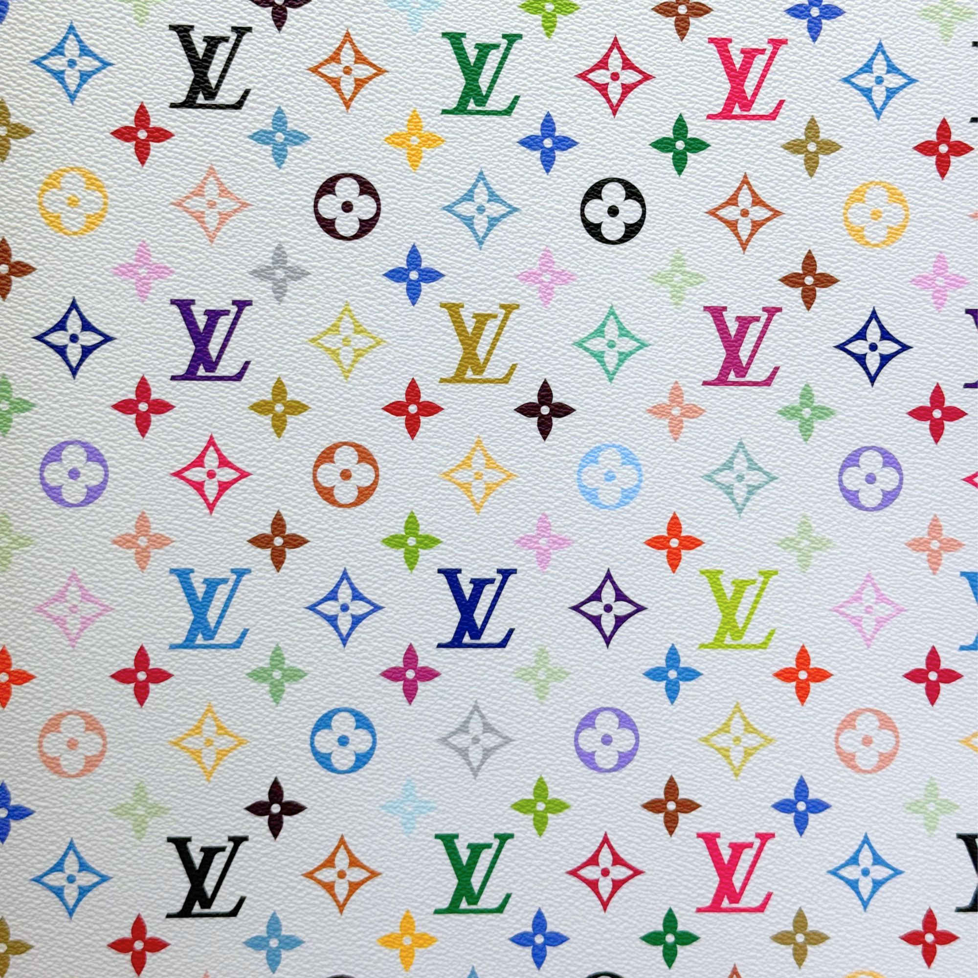 Louis Vuitton multicolor monogram patterned fabric close-up