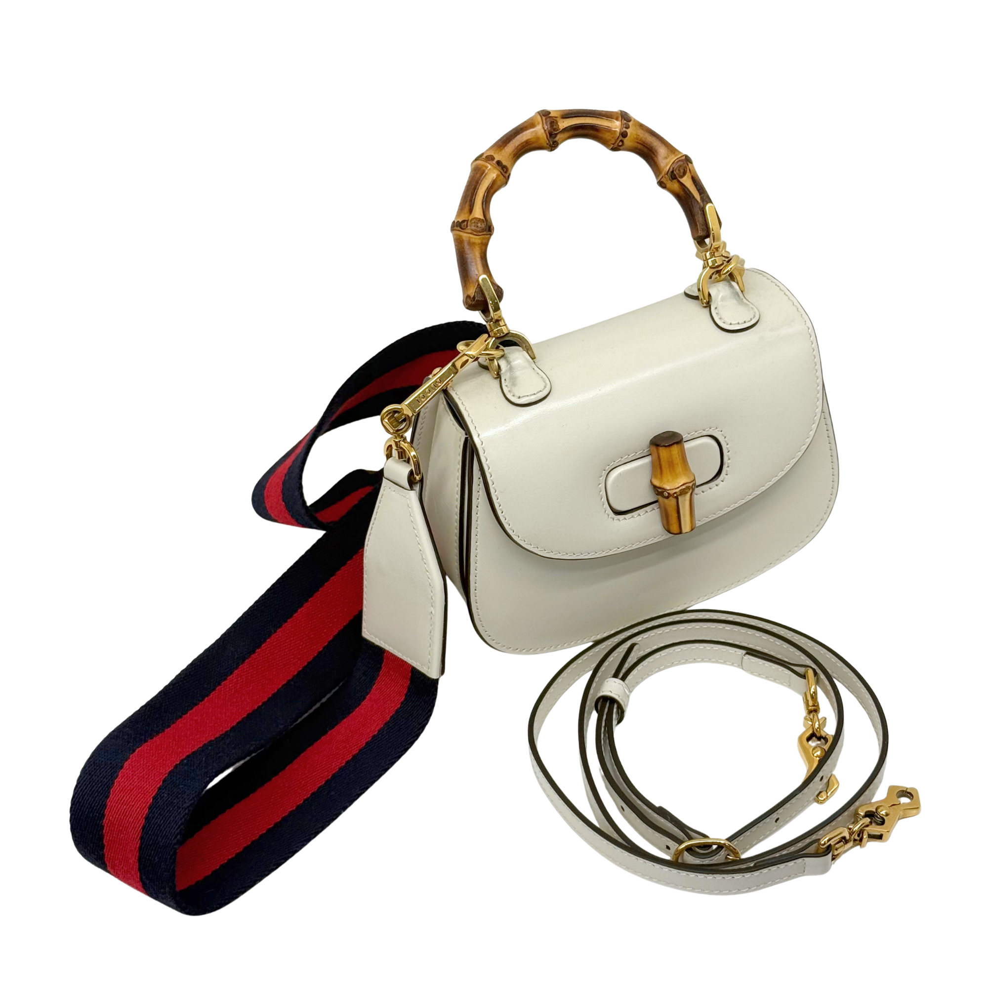 Gucci 1947 Mini White Patent Leather Top Handle Bag (pre-owned)