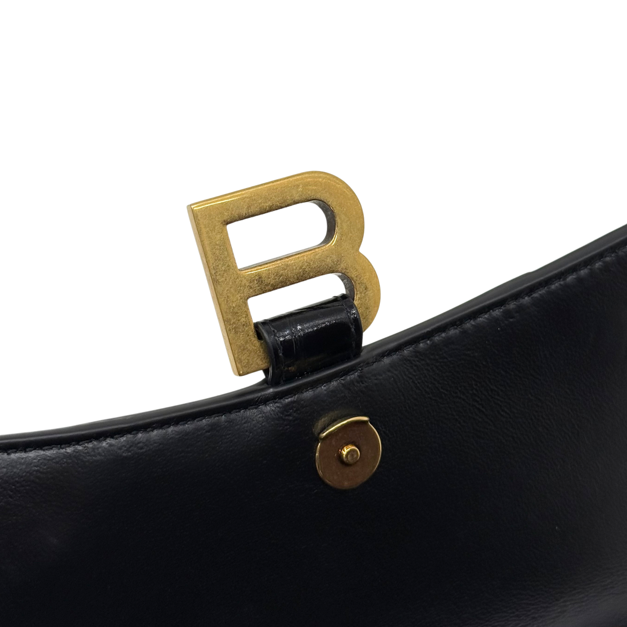 Balenciaga Crocodile-embossed leather Hourglass XS top-handle bag black (brand new)