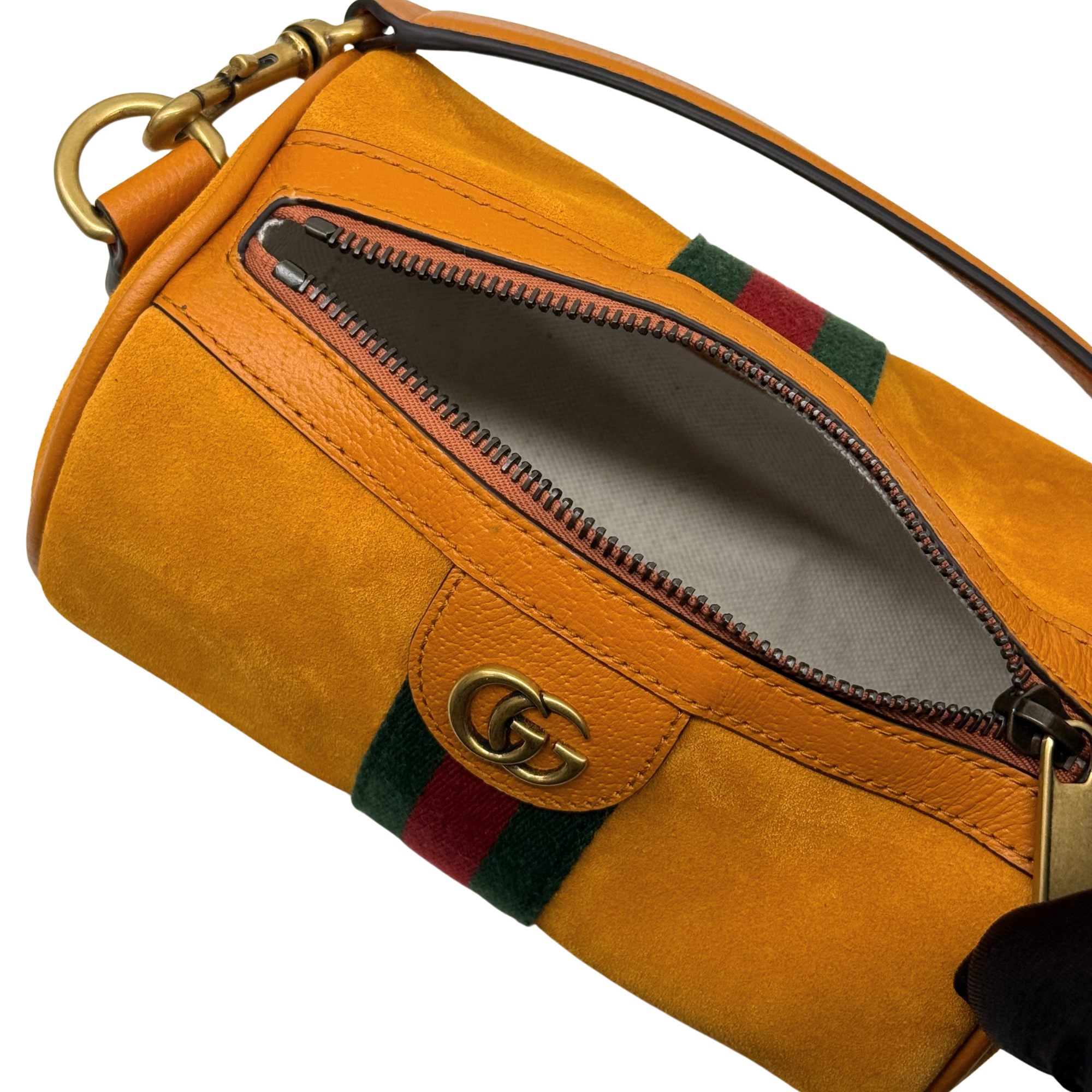 Gucci Ophidia mini cylinder bag in orange suede (brand new)