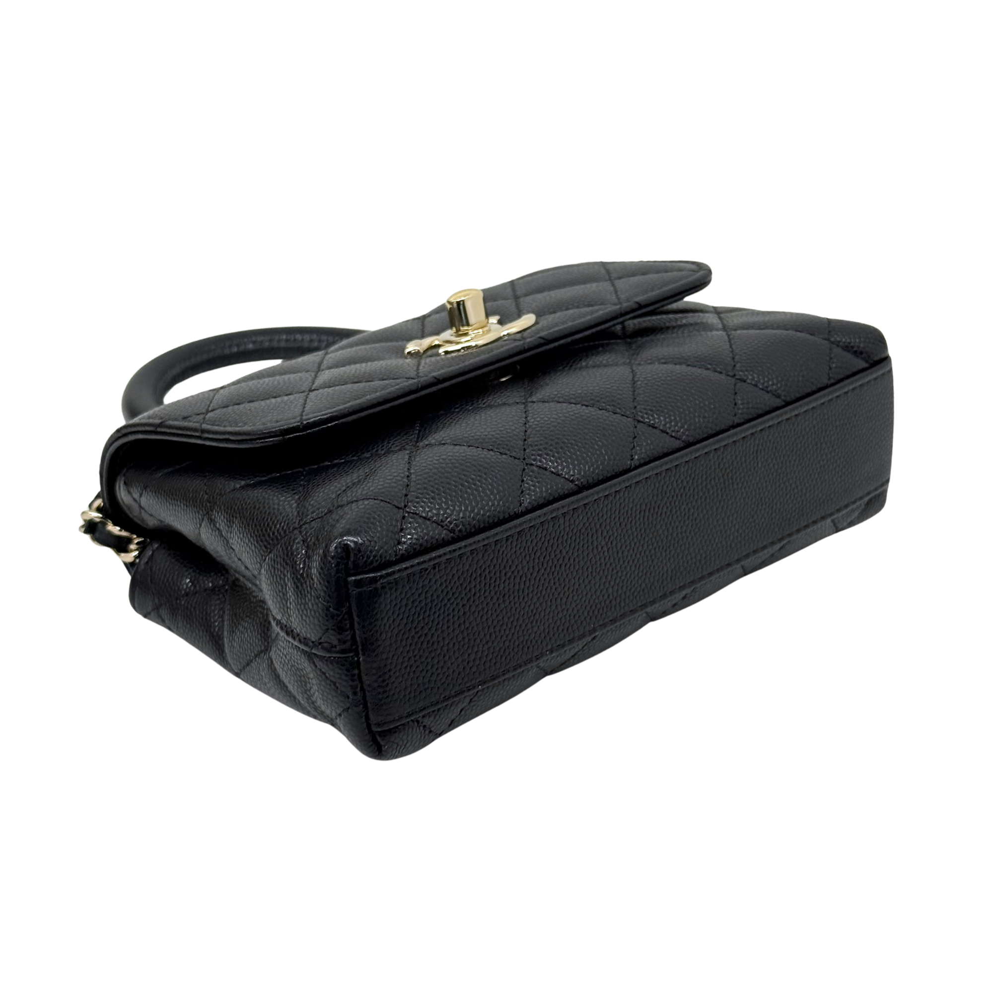 Chanel top handle black caviar