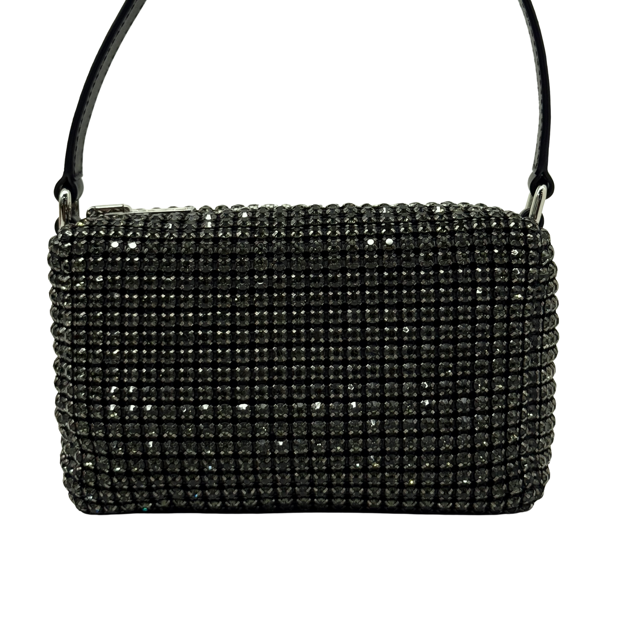 Alexander Wang Mesh Crystal Rhinestone Medium Heiress Pouch Black Silver (brand new)