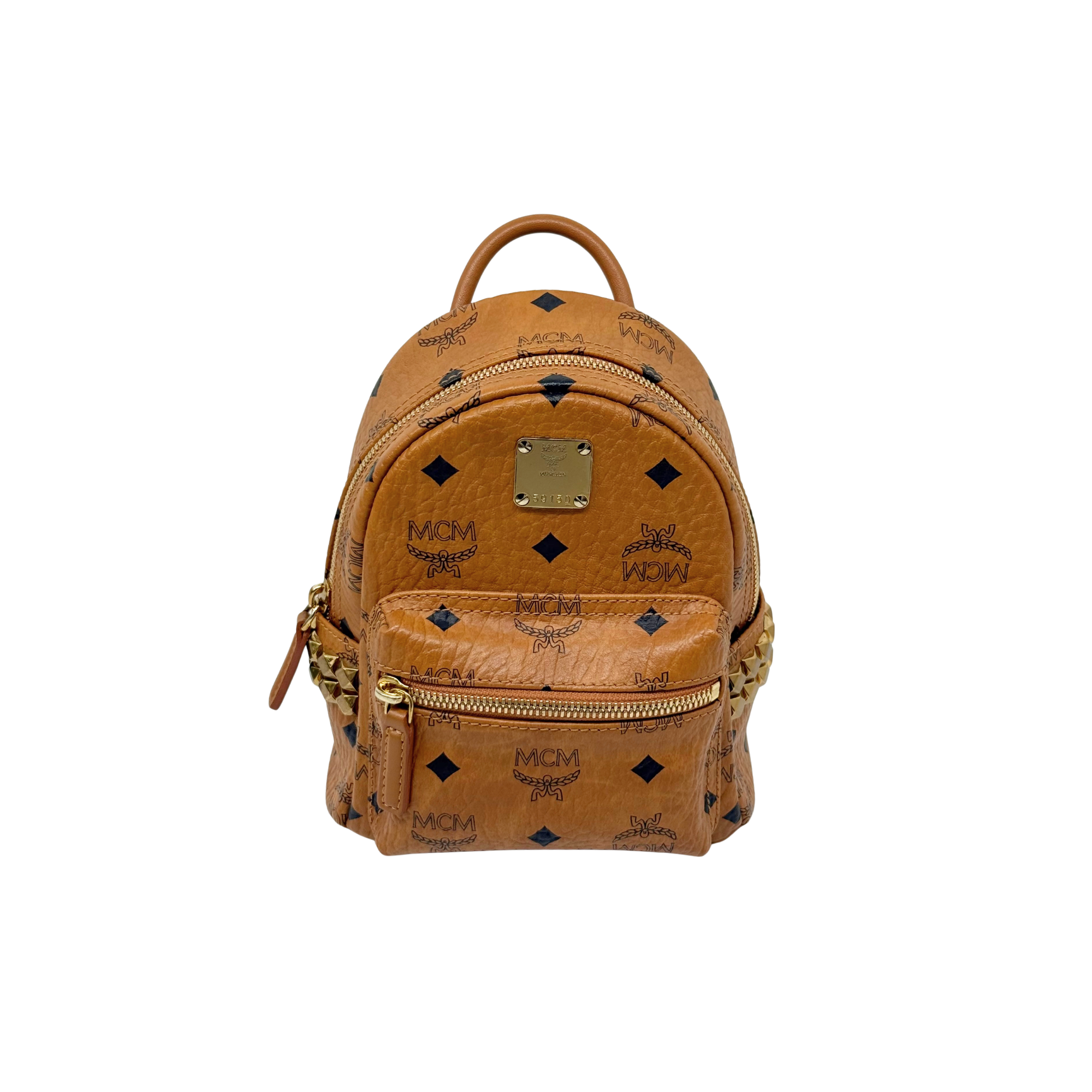 MCM Stark Bebe Boo Side Studs Backpack In Visetos X-mini (pre-owned)