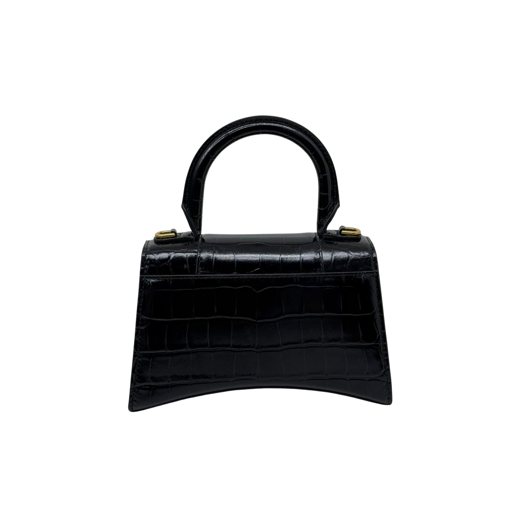Balenciaga Crocodile-embossed leather Hourglass XS top-handle bag black (brand new)