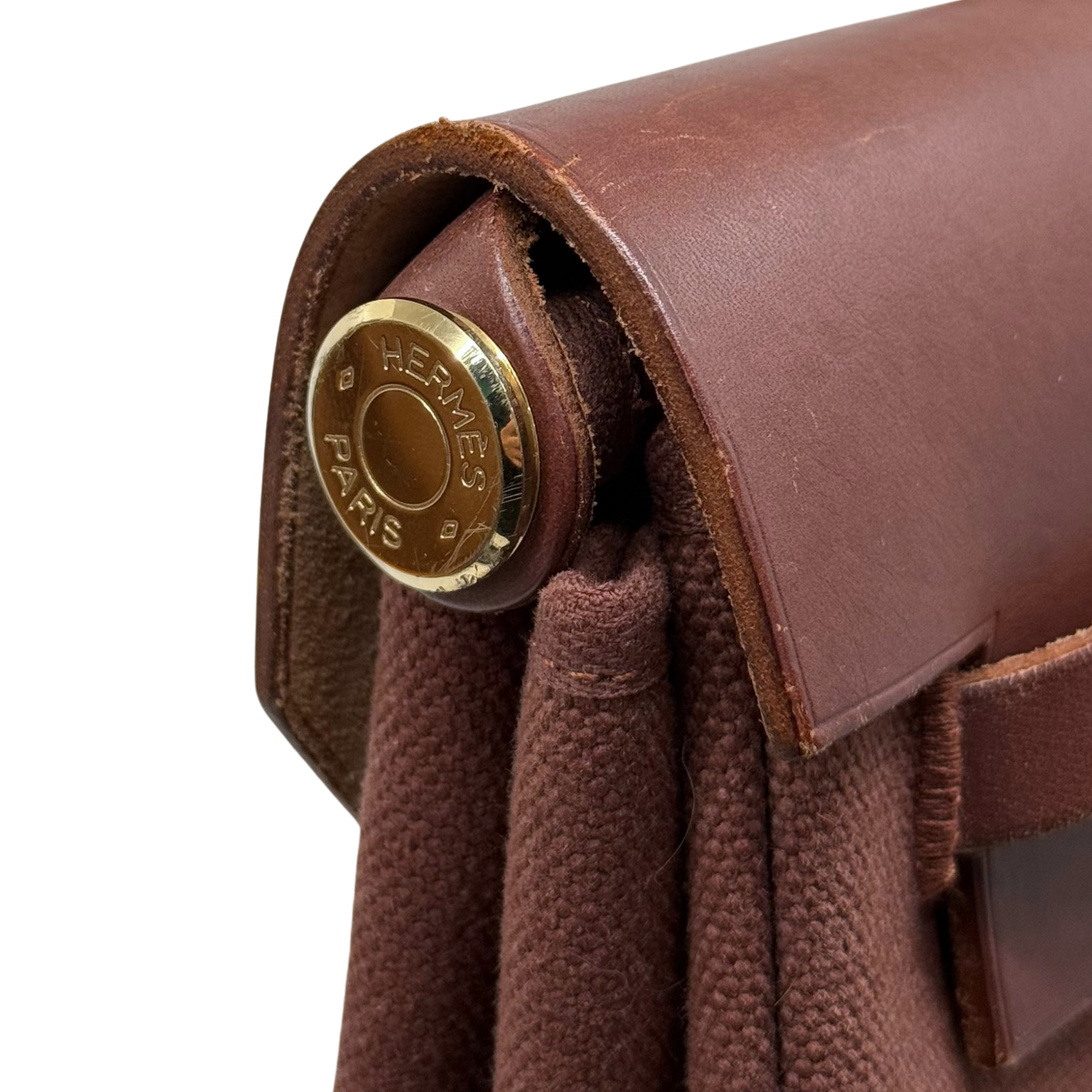 Hermes Toile Calfskin Herbag 39 GM Rouge H (pre-owned)