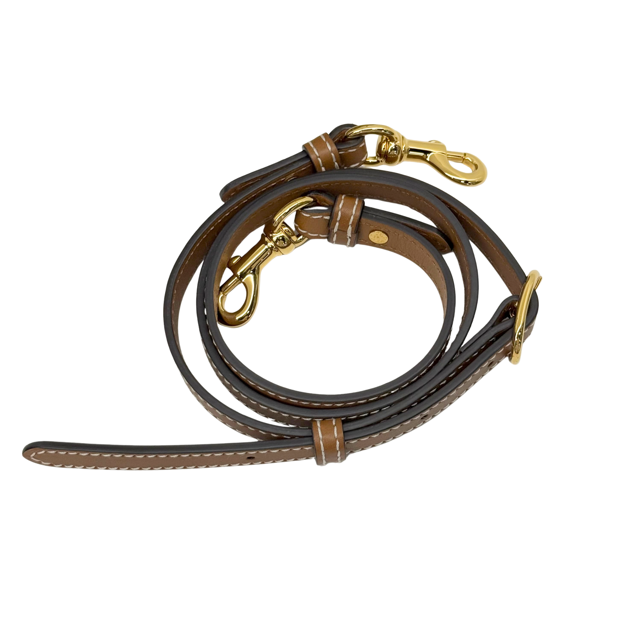 Gucci double-strap bag with gold-tone hardware and brown leather trim