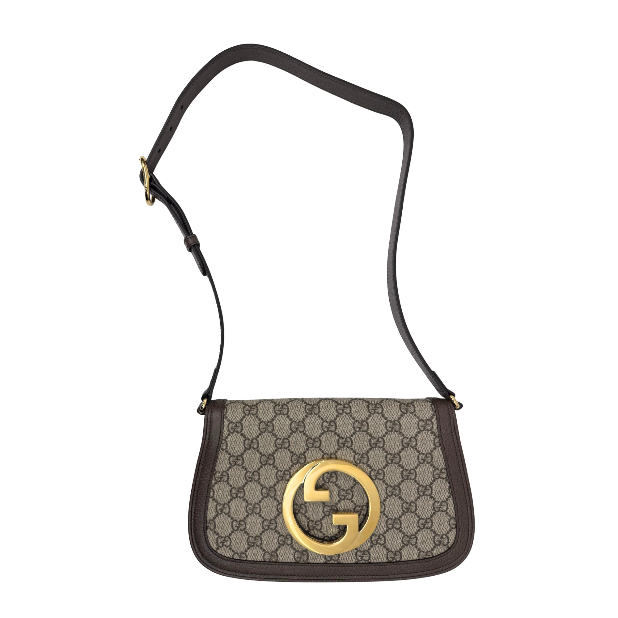 Gucci small GG canvas crossbody bag with adjustable strap and gold-tone G clasp