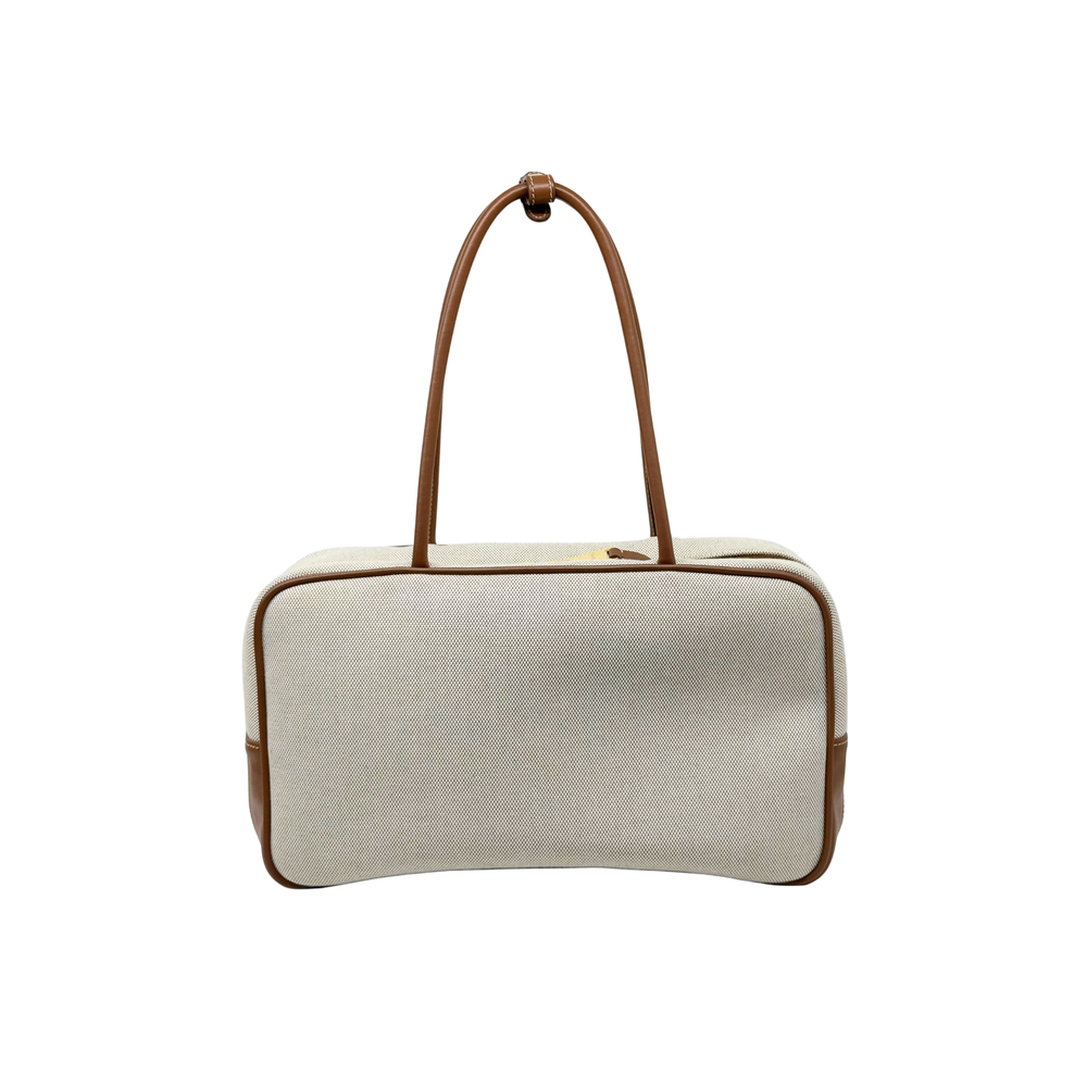Miu Miu canvas mini duffel bag with top handle and leather trim
