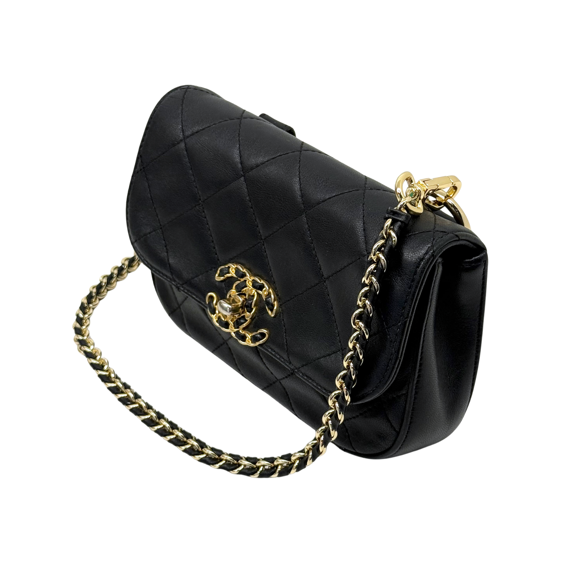 Chanel Lambskin Quilted Chain Infinity Waist Belt Bag (pre-owned)