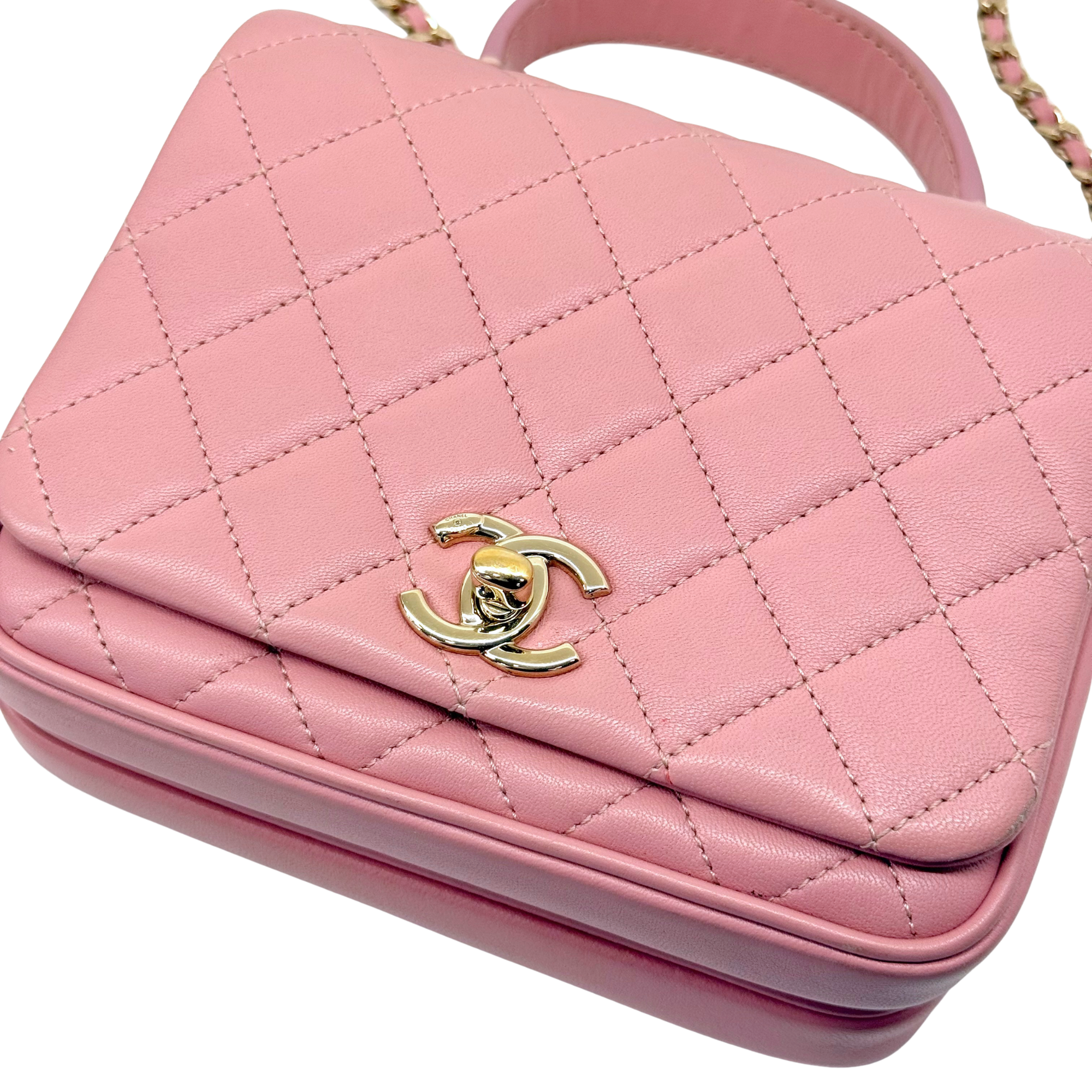 Chanel salmon pink top handle bag
