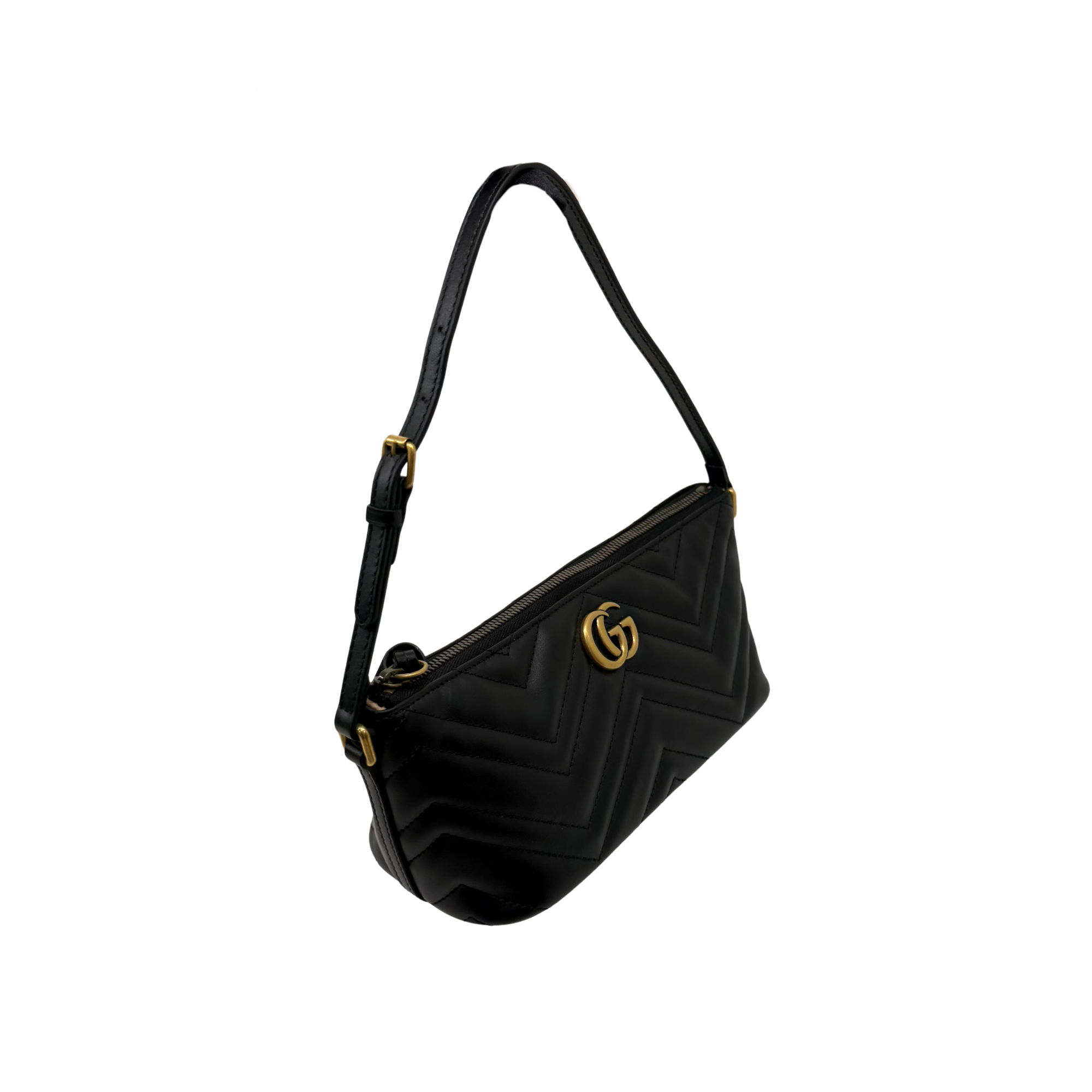 Gucci Calfskin Matelasse Chevron GG Marmont Sling Shoulder Bag Black (brand new)