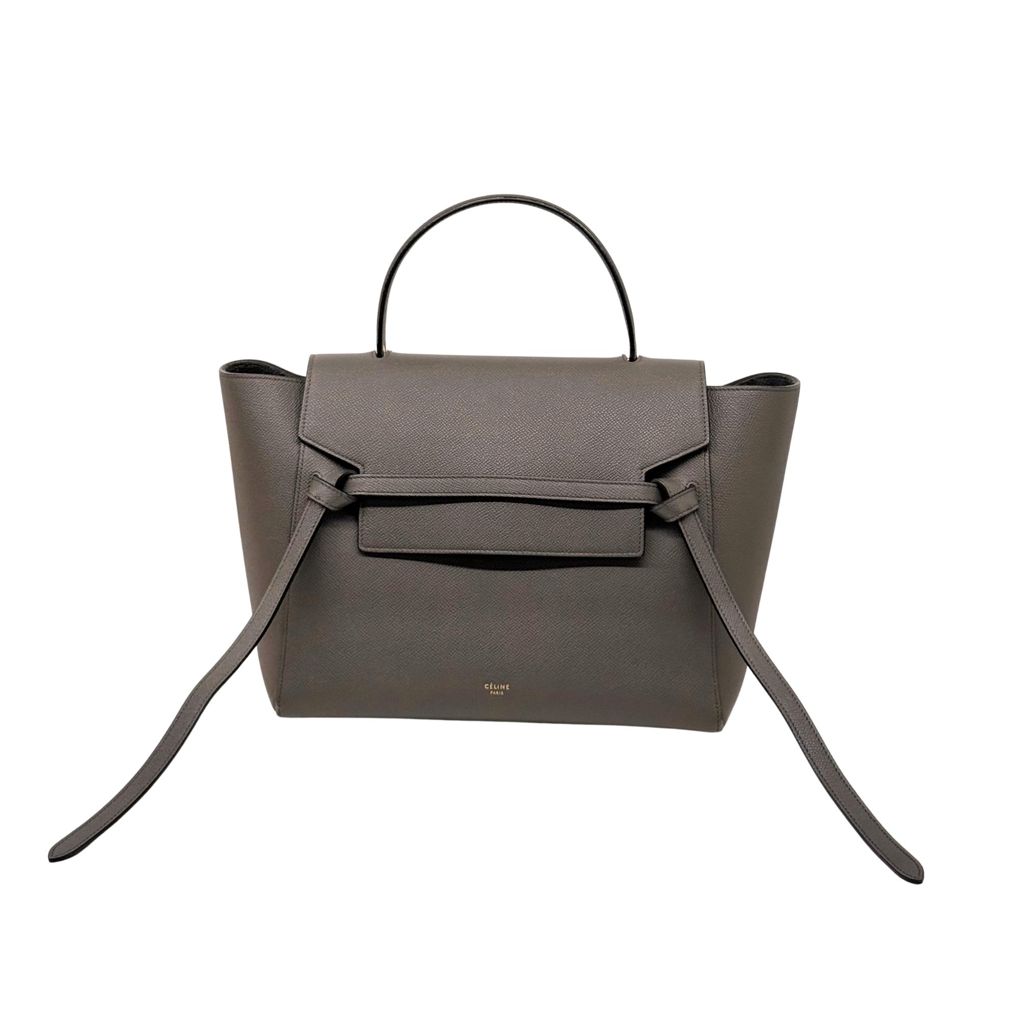 Celine Grey Leather Mini Belt Top Handle Bag (pre-owned)