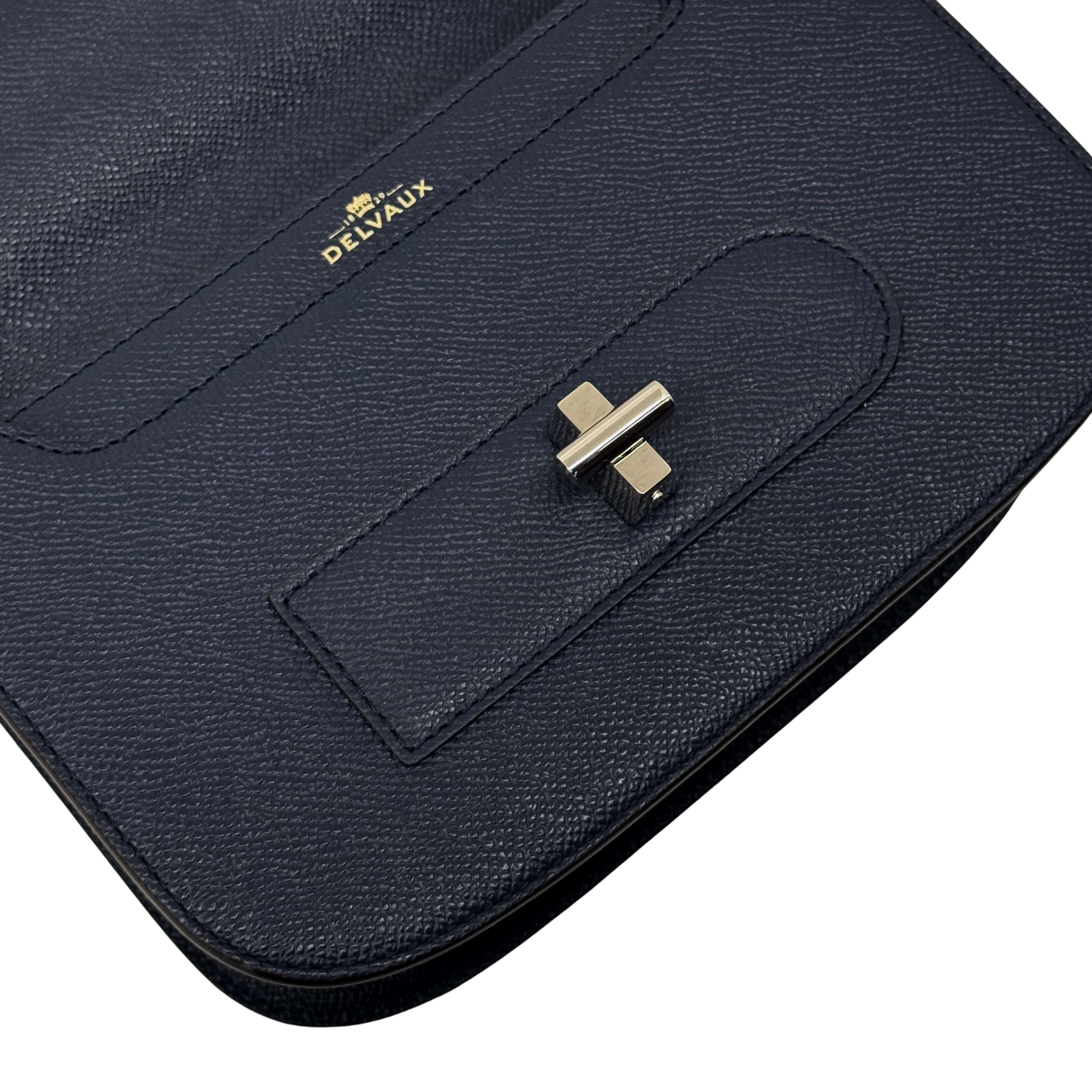 Pre-owned Delvaux bag back panel with stitched pocket and small gold-tone clasp