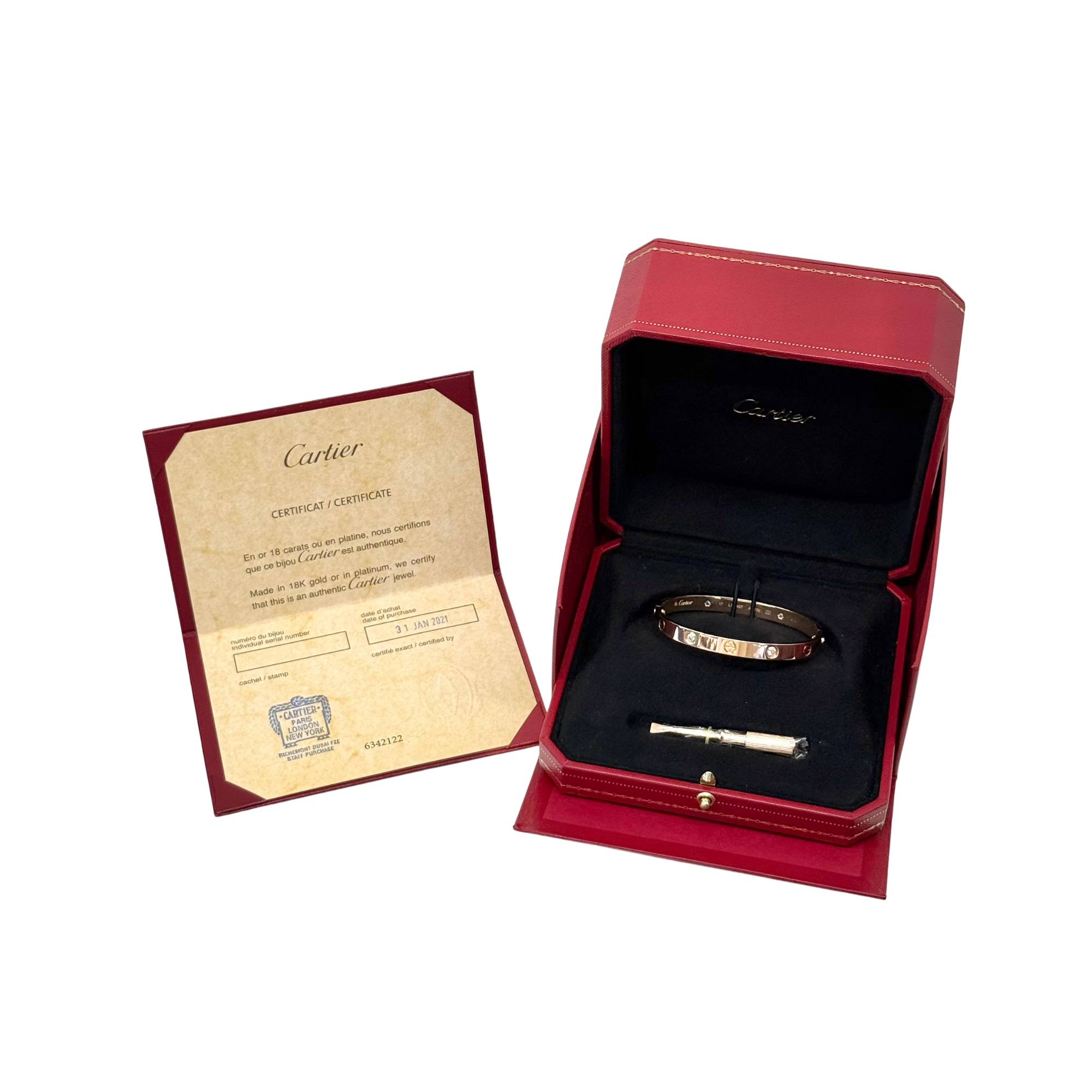Cartier Love Bracelet, Classic Model, Brushed, 4 Diamonds (pre-owned)