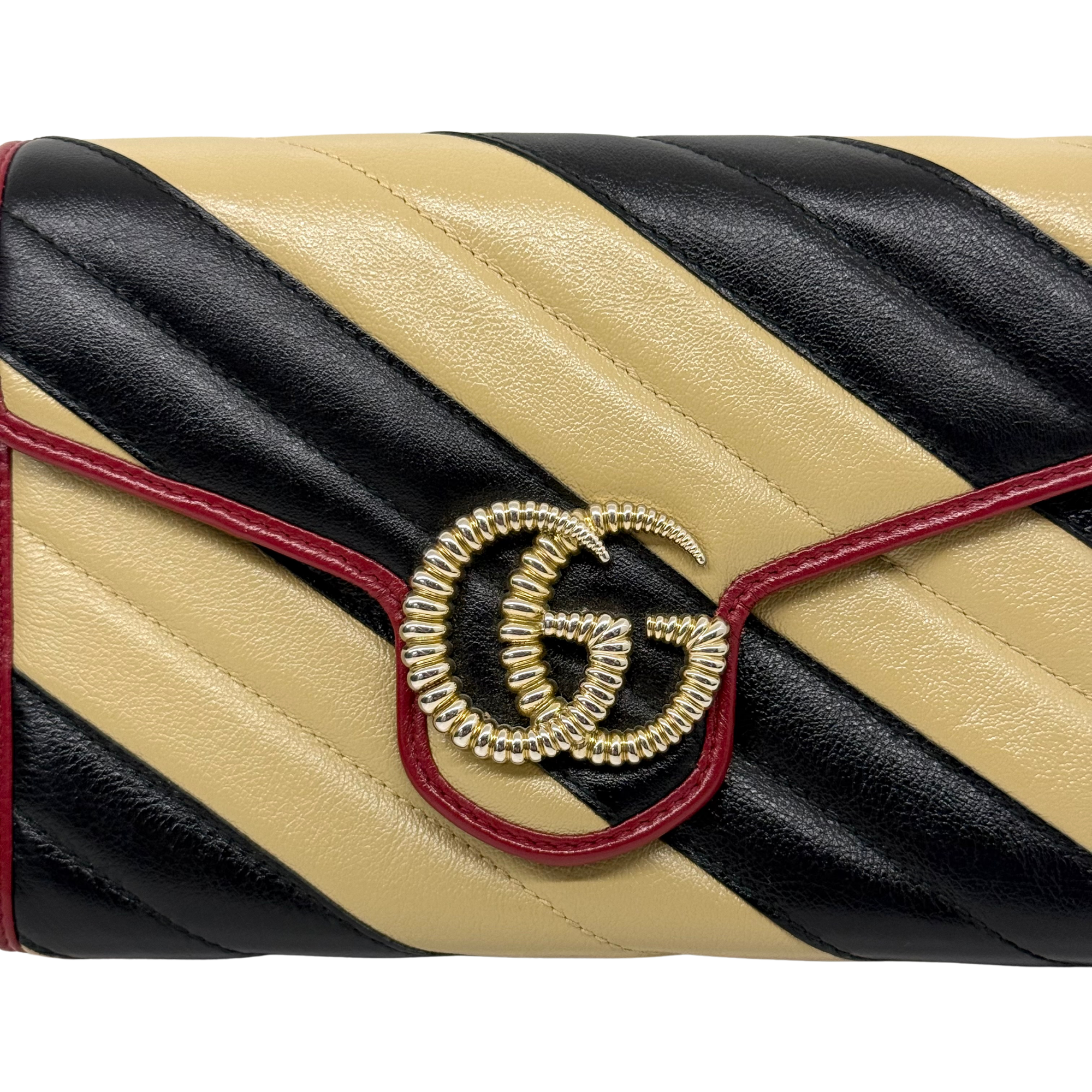 Gucci Bicolor Torchon GG Marmont Chain Wallet (pre-owned)