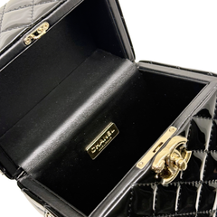 Chanel Small Box Shoulder Bag in black patent calfskin microchipped (pre-owned)