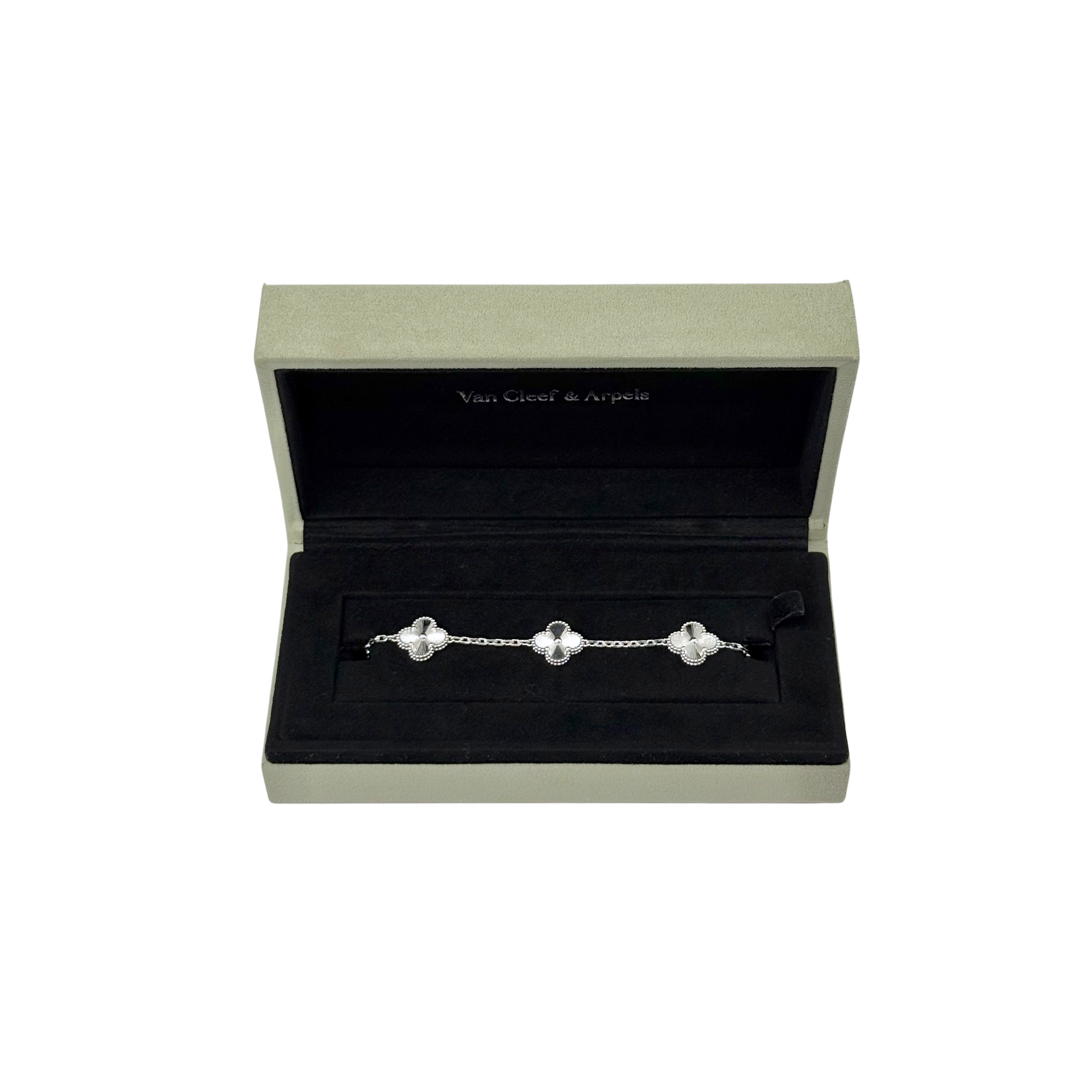 Van Cleef Vintage Alhambra bracelet, 5 motifs 18k White Gold (pre-owned)