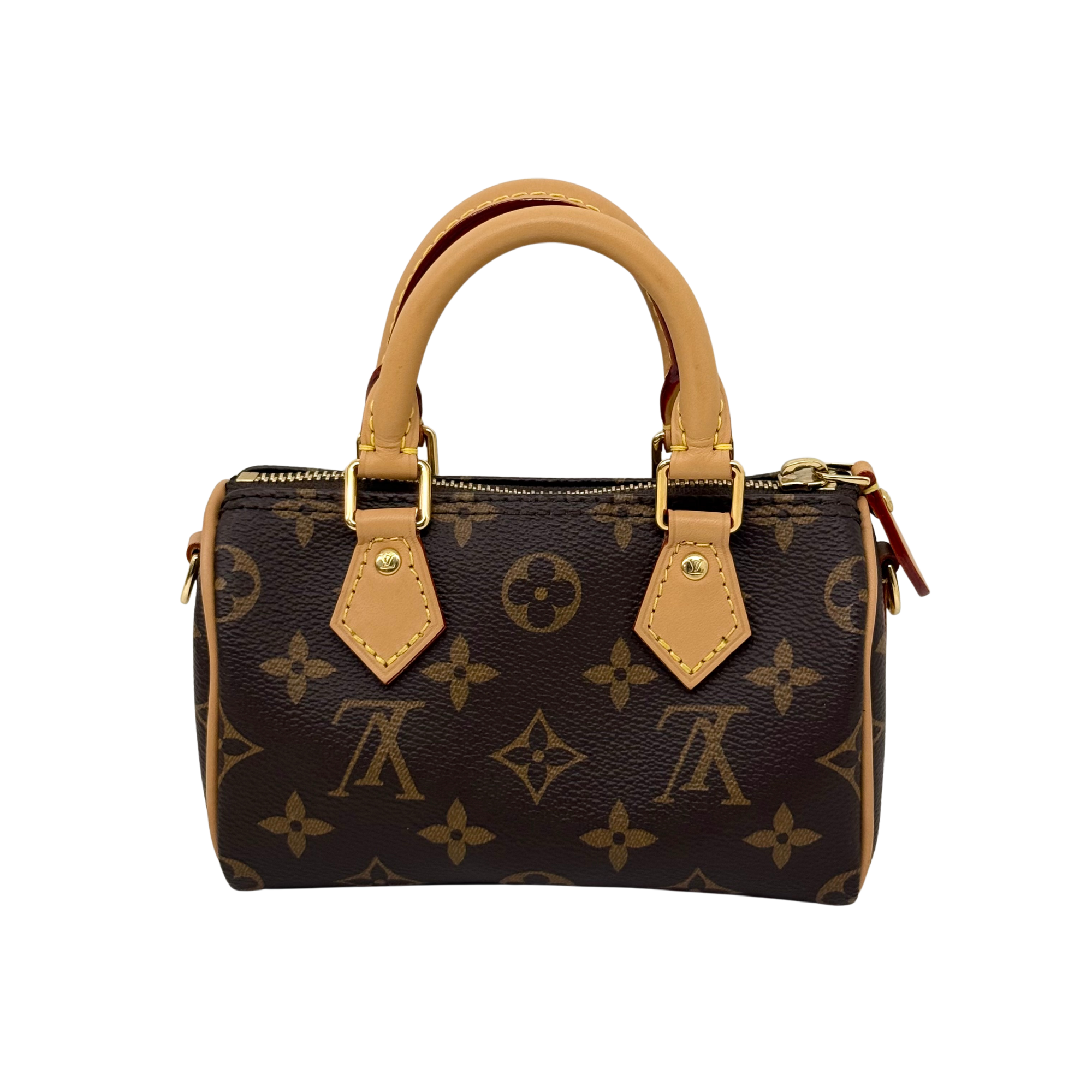 Louis Vuitton monogram canvas handbag with twin top handles and gold-tone hardware