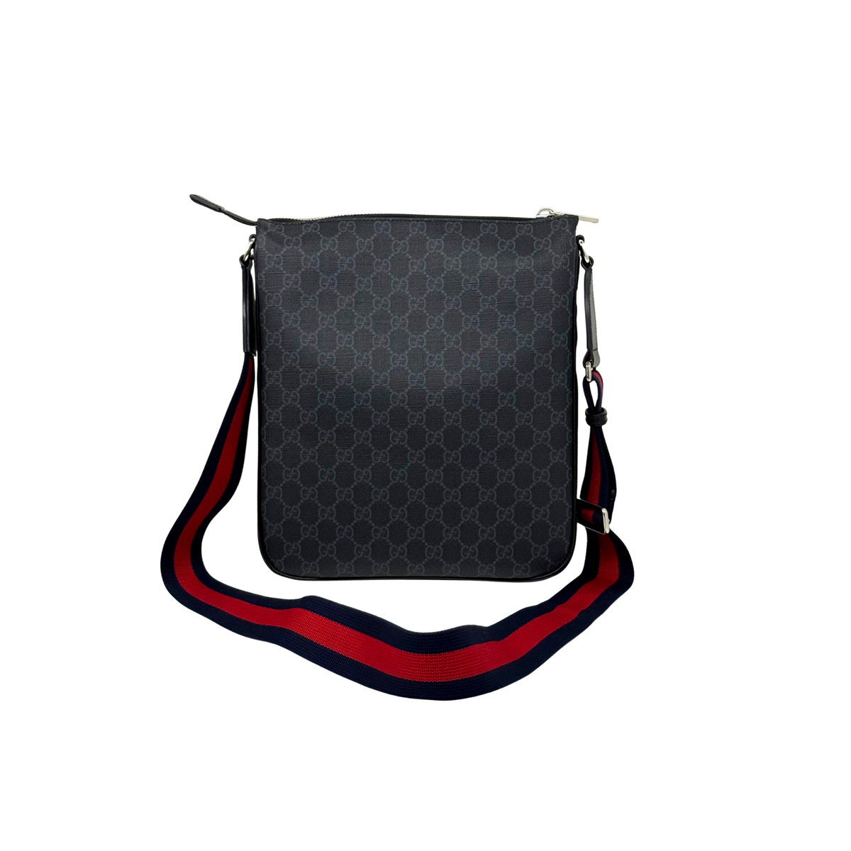 Gucci Web Strap Front Zip Messenger Bag GG Coated Canvas Medium crossbody bag (brand new)