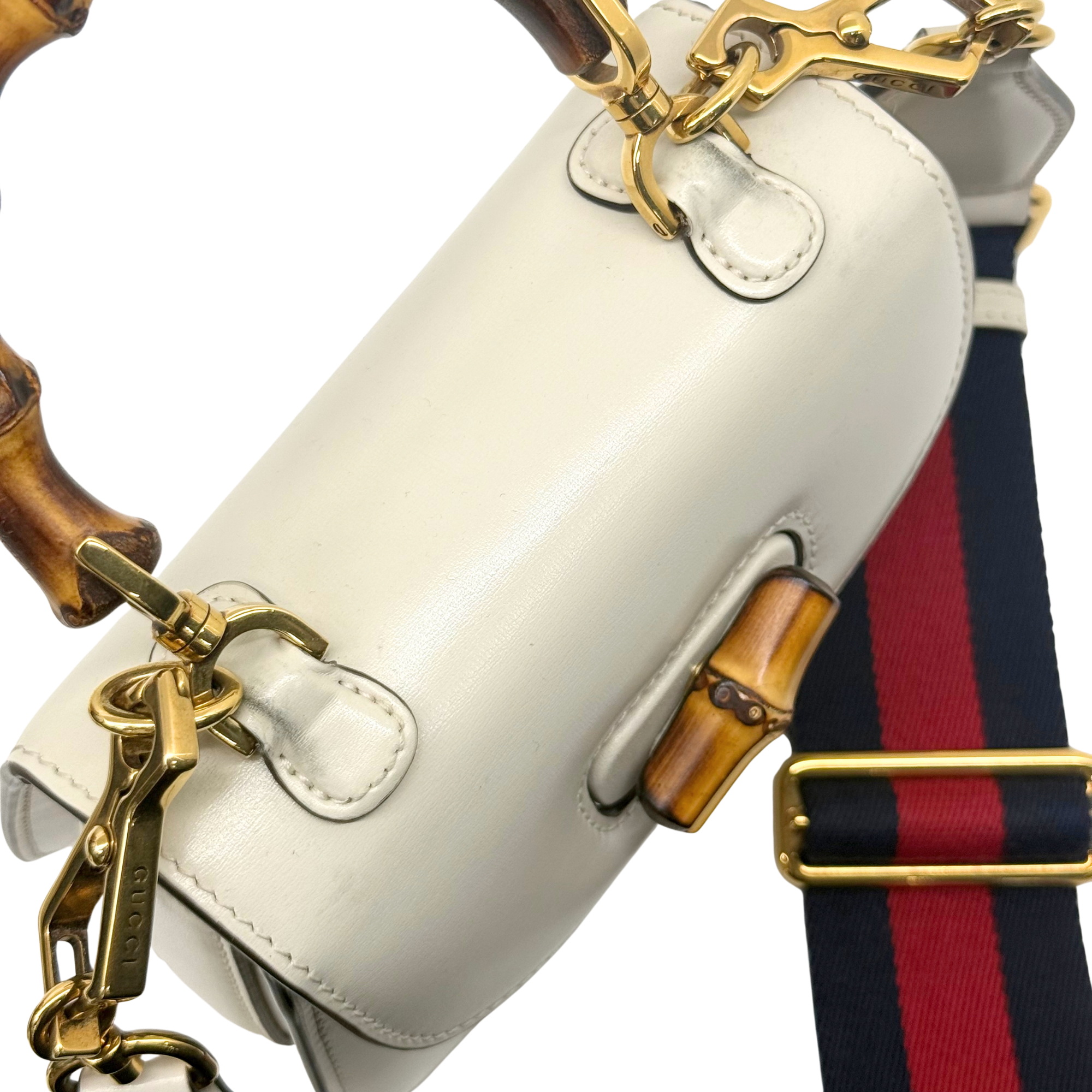 Gucci 1947 Mini White Patent Leather Top Handle Bag (pre-owned)