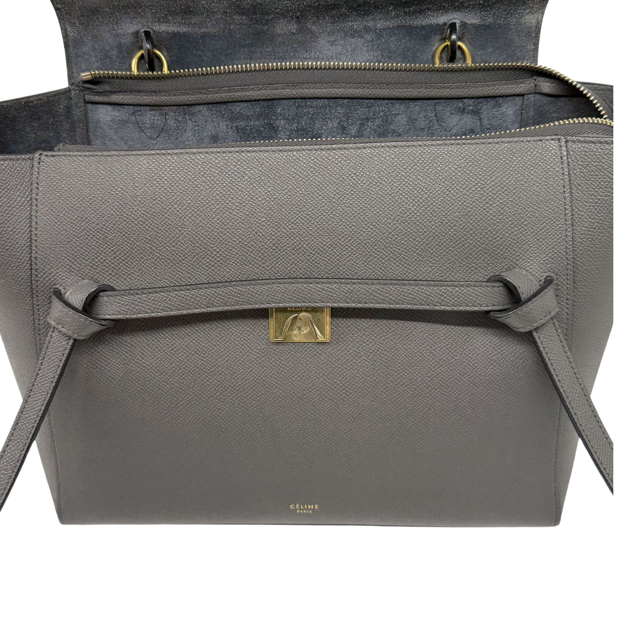Celine Grey Leather Mini Belt Top Handle Bag (pre-owned)