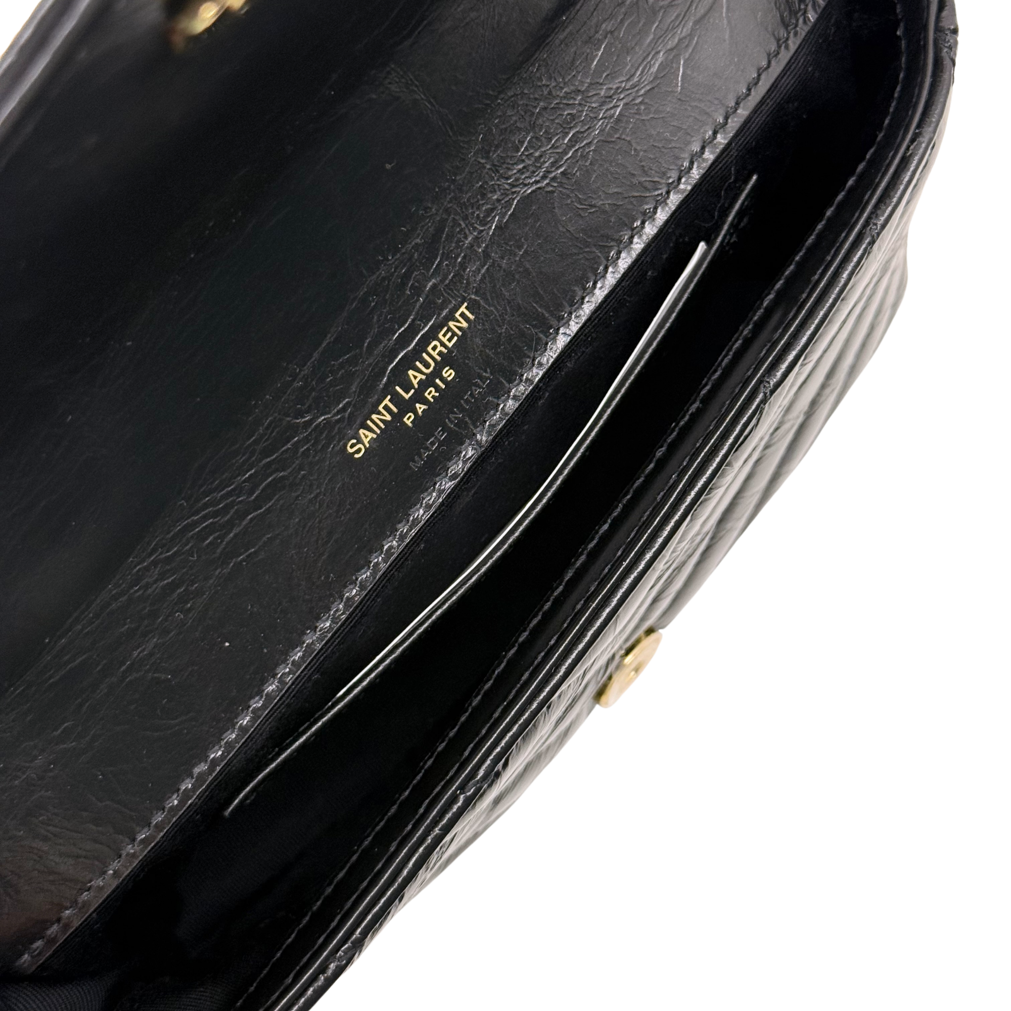 YSL Saint Laurent Black Mini College Chain Quilted Shoulder Bag in Leather (brand new)