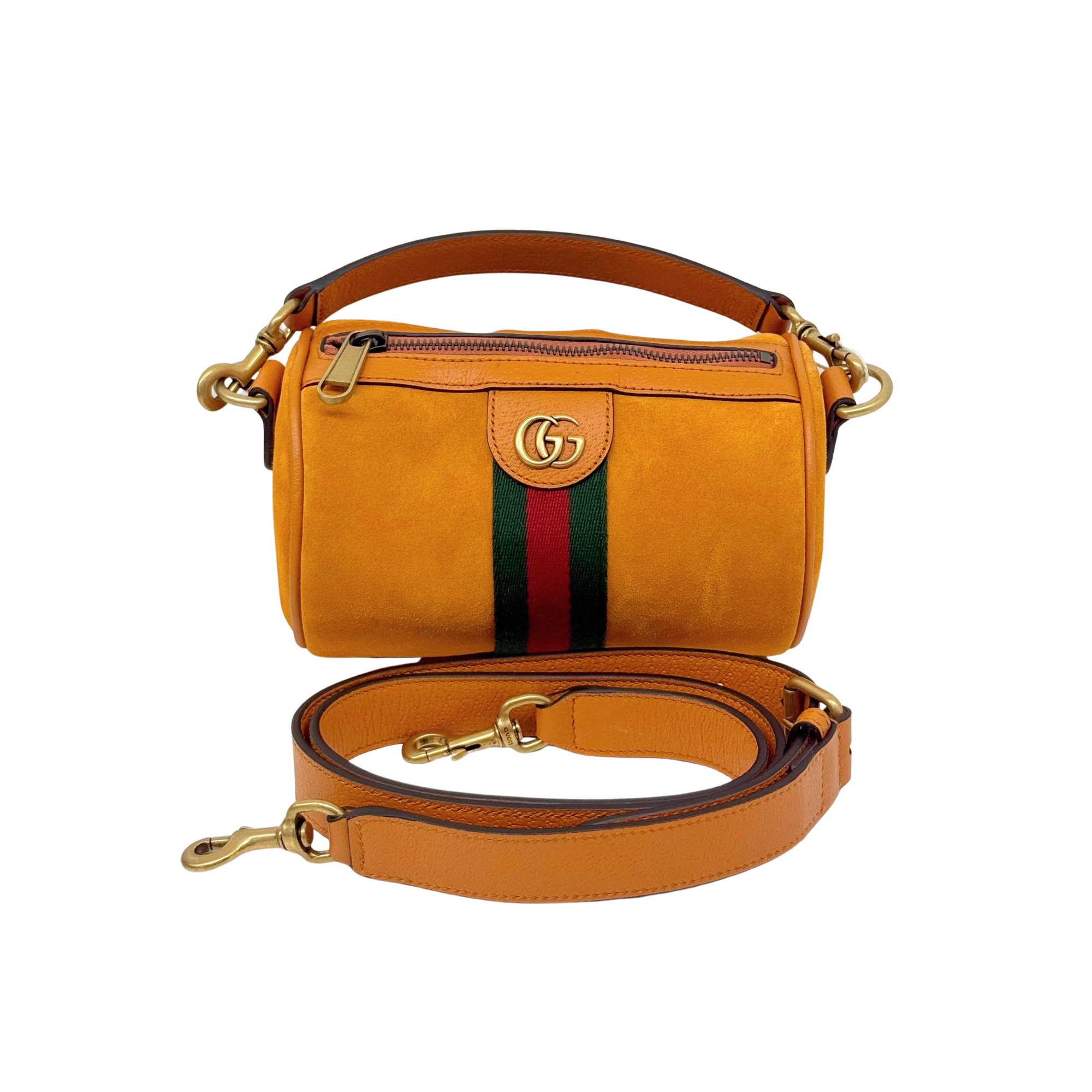 Gucci Ophidia mini cylinder bag in orange suede (brand new)
