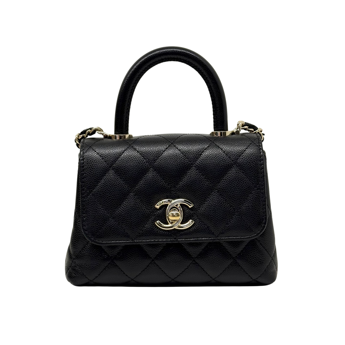 Chanel top handle black caviar