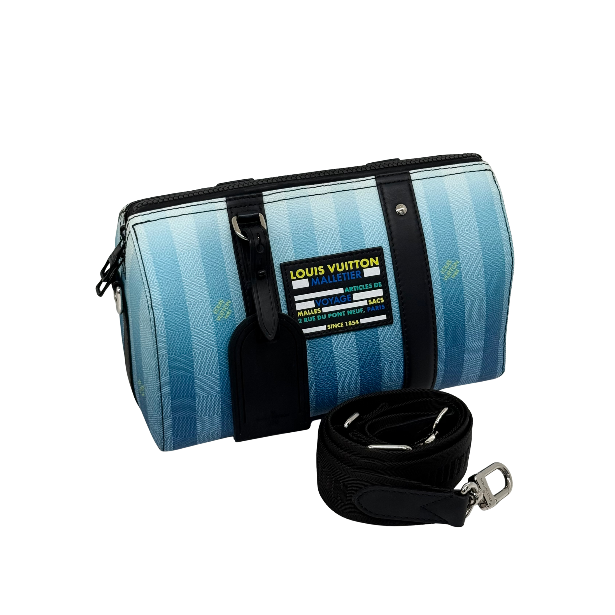 Louis Vuitton x Virgil Abloh Gradient Blue Damier Stripes City Keepall bag (pre-owned)