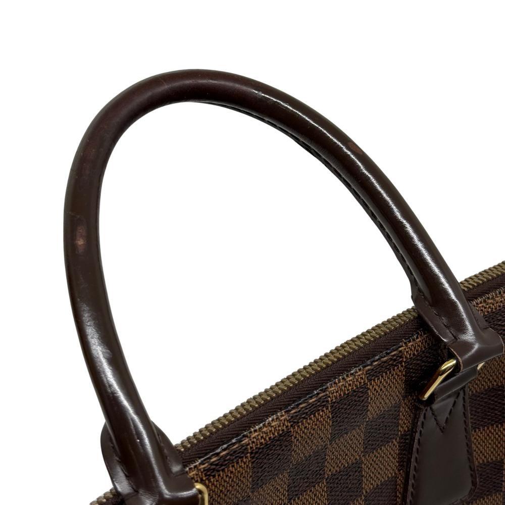 Pre-owned Louis Vuitton checkered handbag handle with zipper and leather side trim